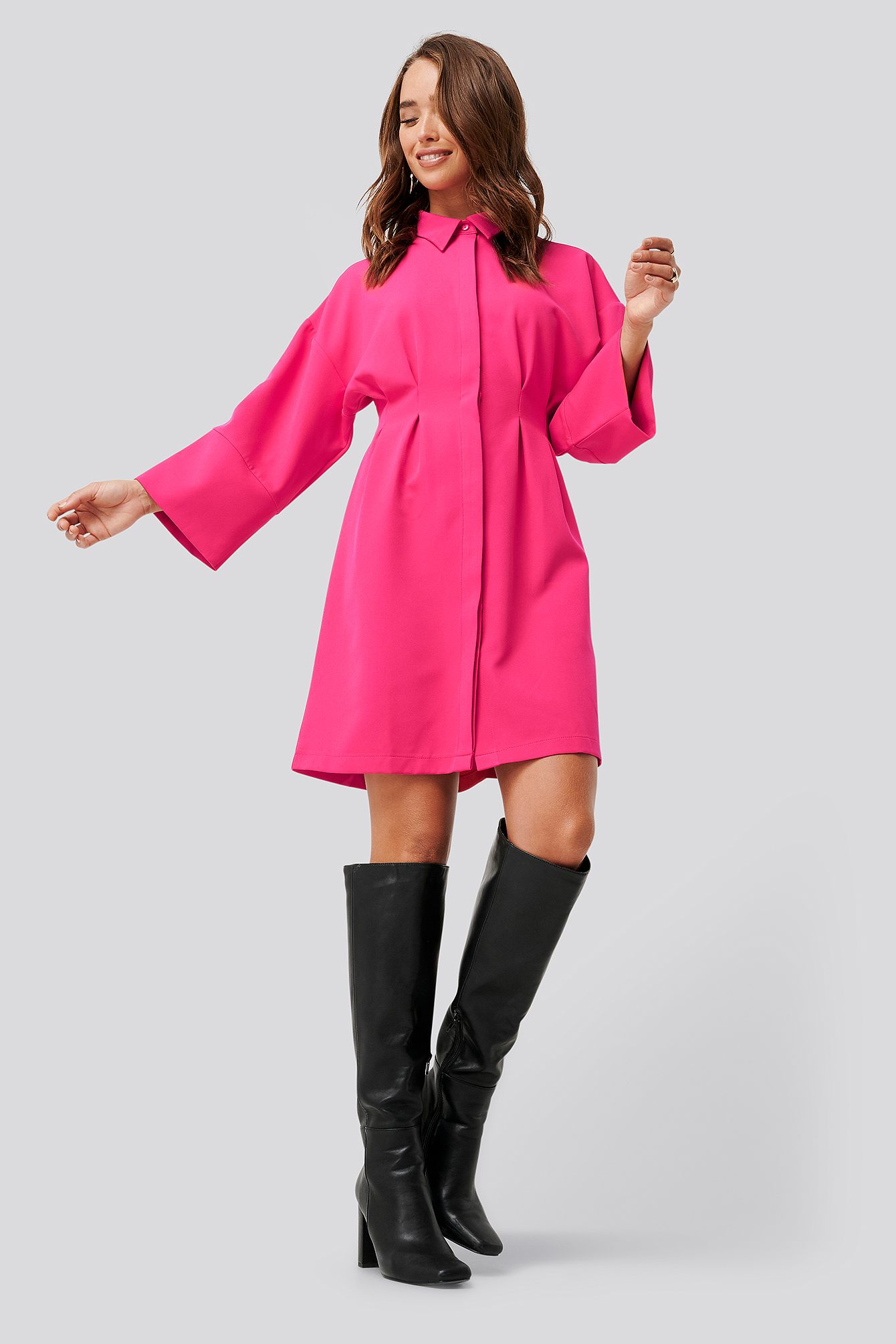 A-Line Shirt Dress Bright Rose