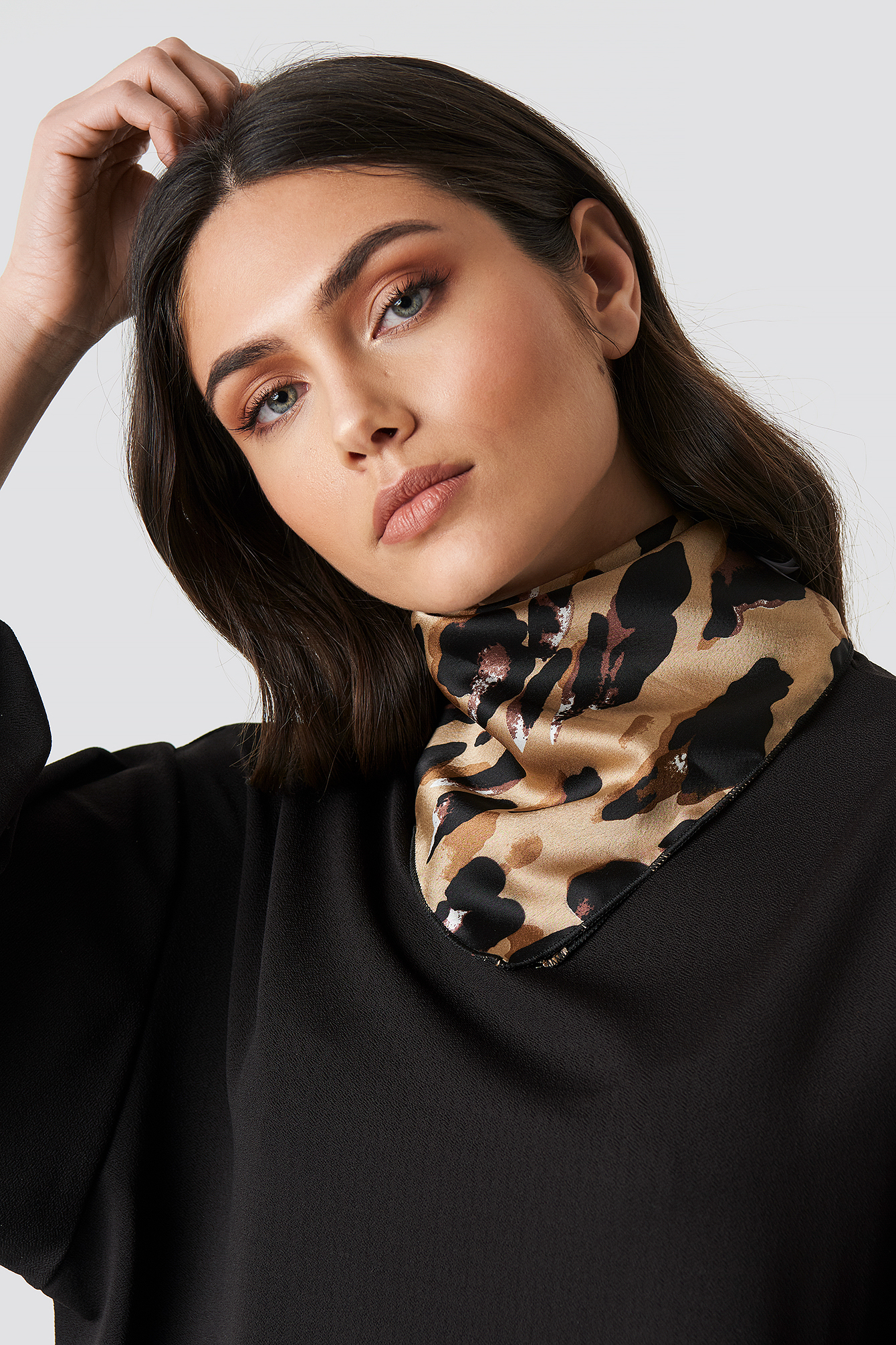 Abstract Leo Print Satin Scarf Leoprint