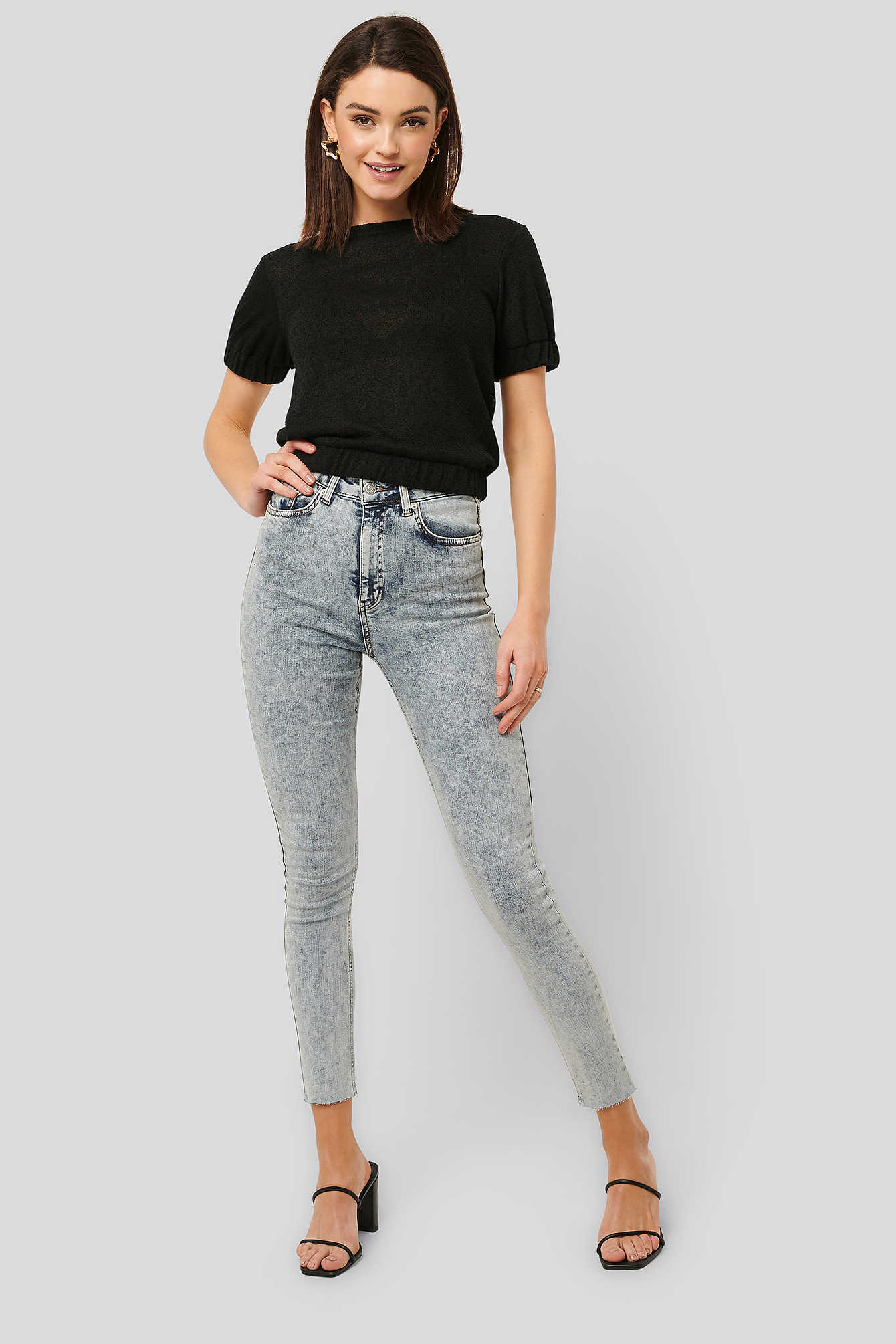 Acid Wash Skinny Jeans Grey | na-kd.com