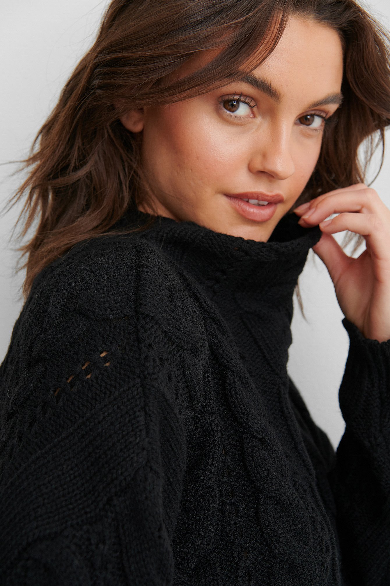 Black All Over Cable Knitted Sweater
