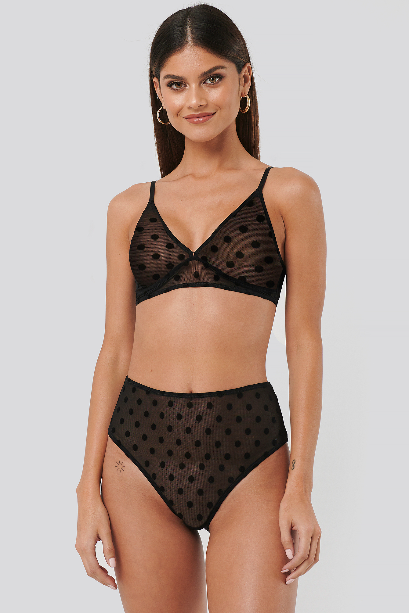 All Over Dotted Mesh Highwaist Panty Black