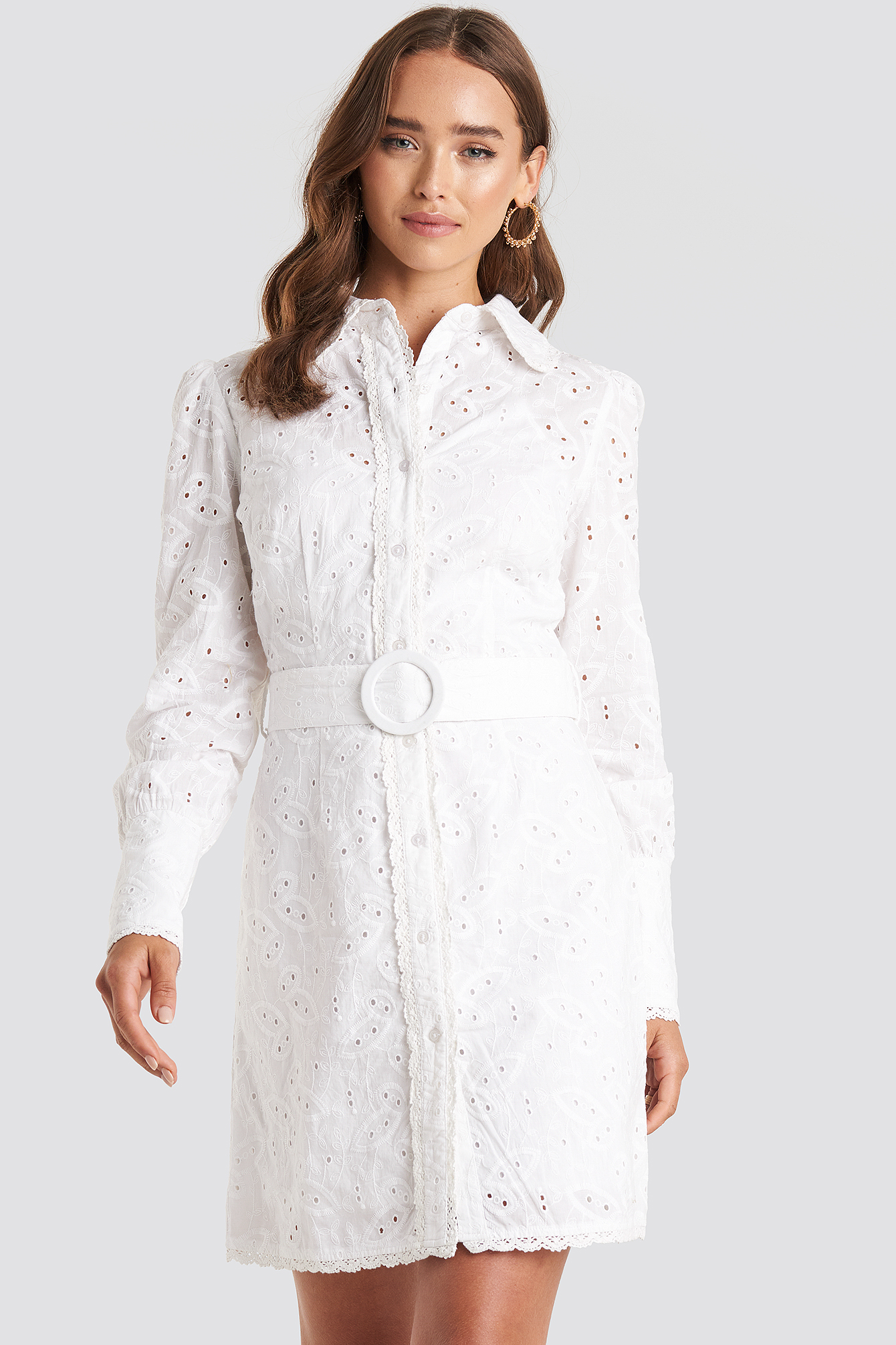 Anglaise Collar Mini Dress White