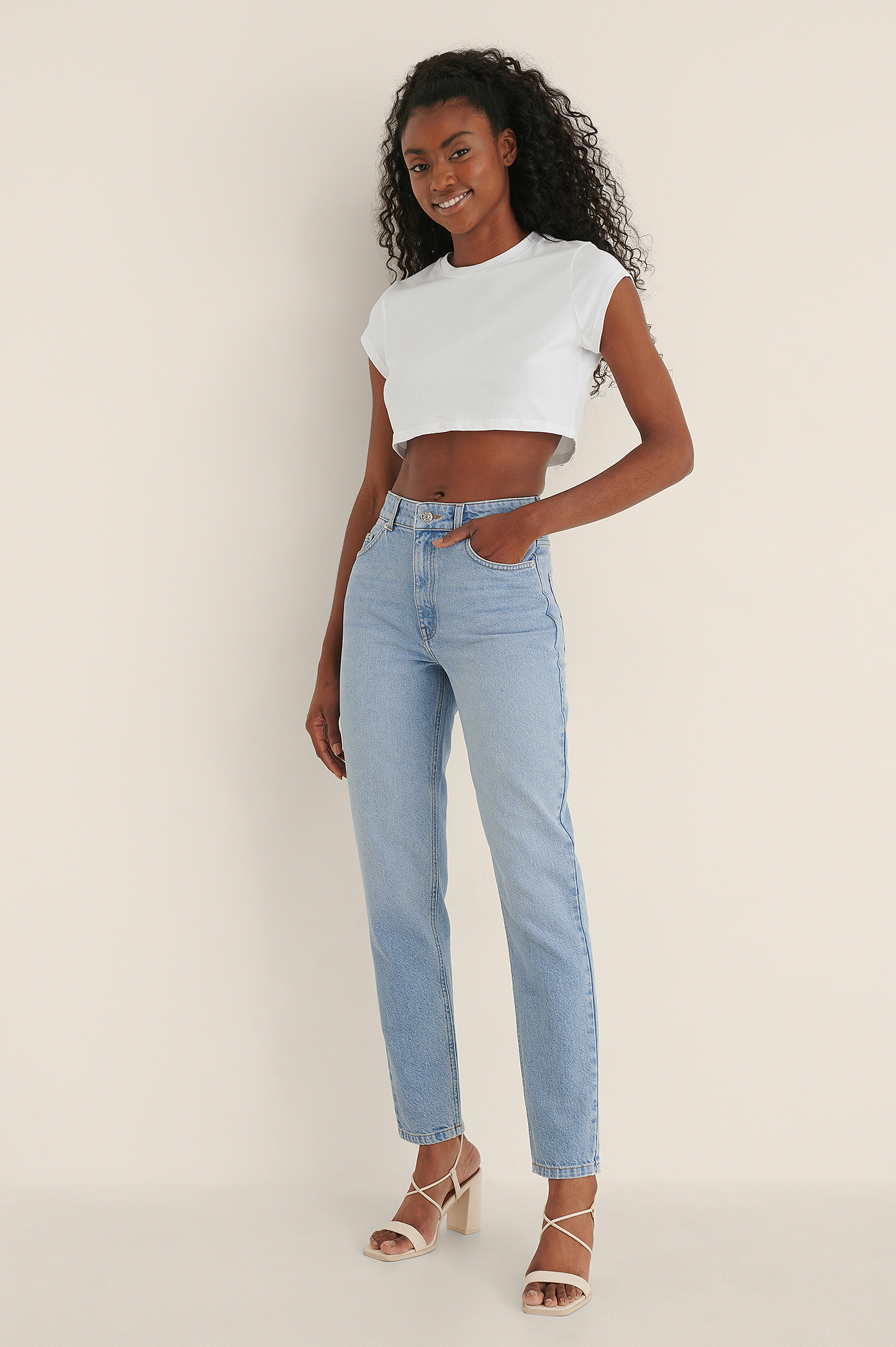 Organic High Waist Denim Tall Blue | na-kd.com