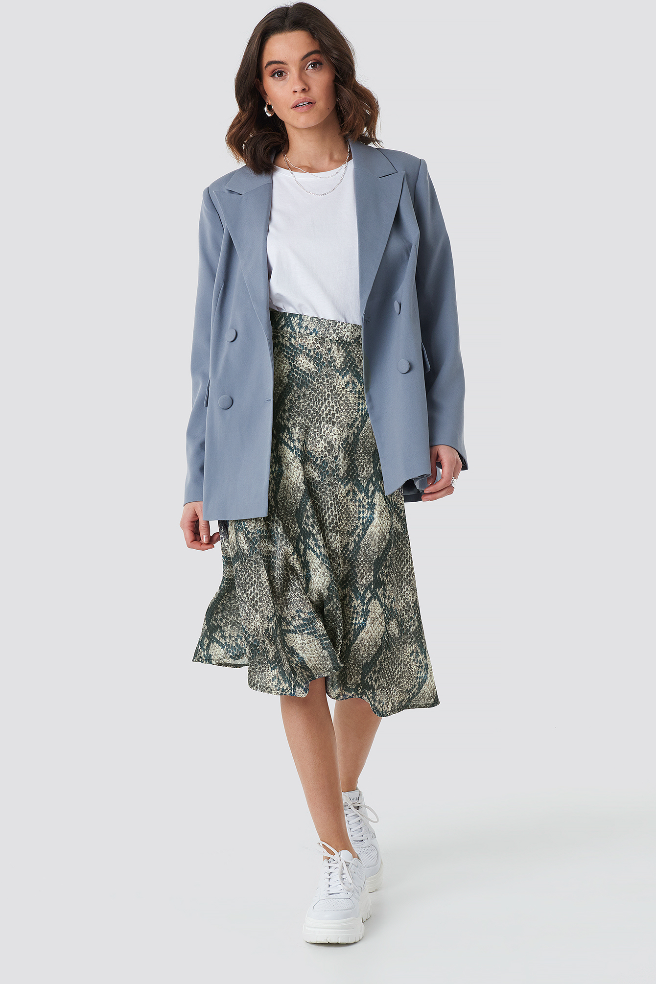 Animal Printed Midi Skirt Snake Print