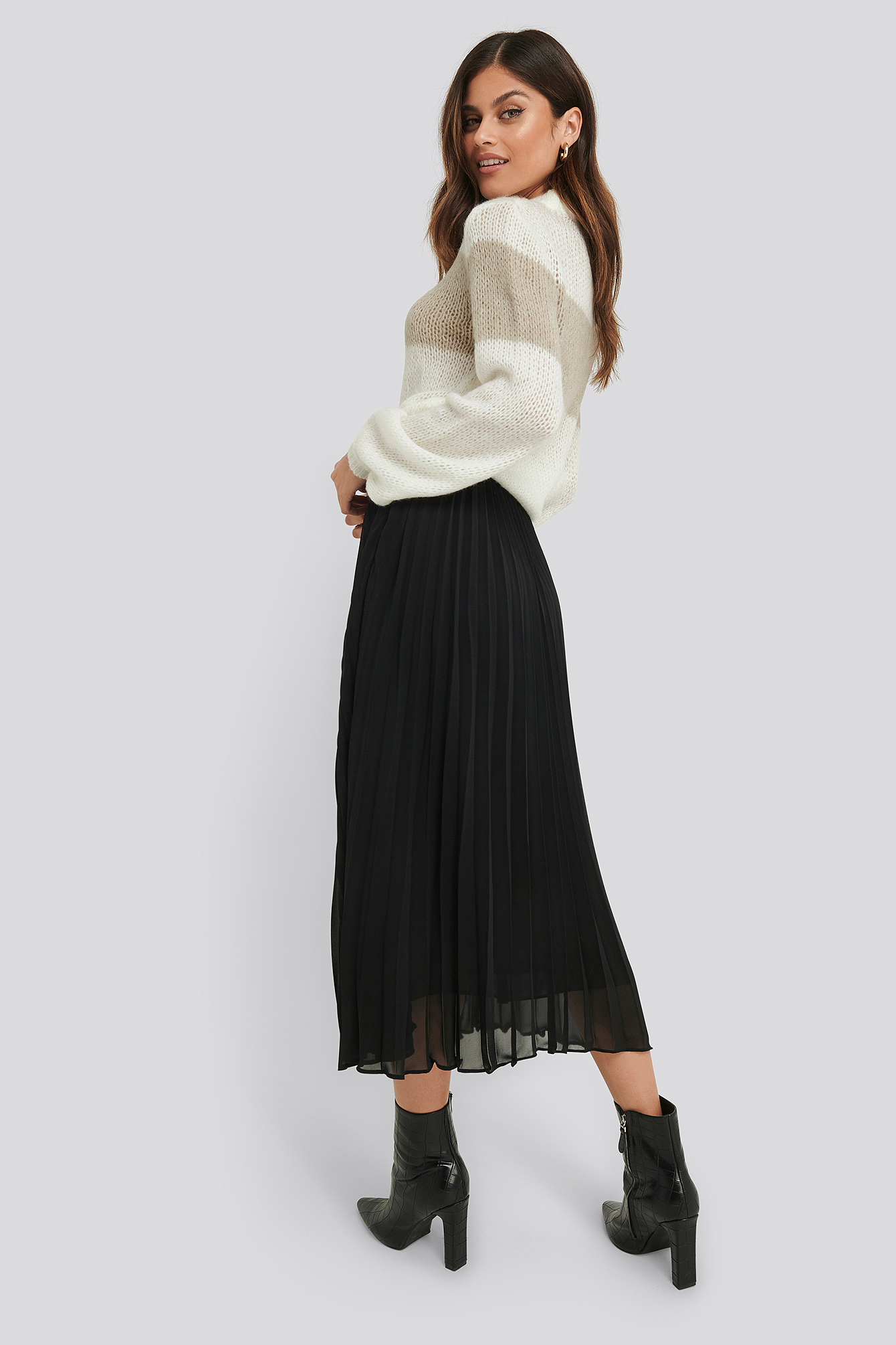 Ankle Length Pleated Skirt Black