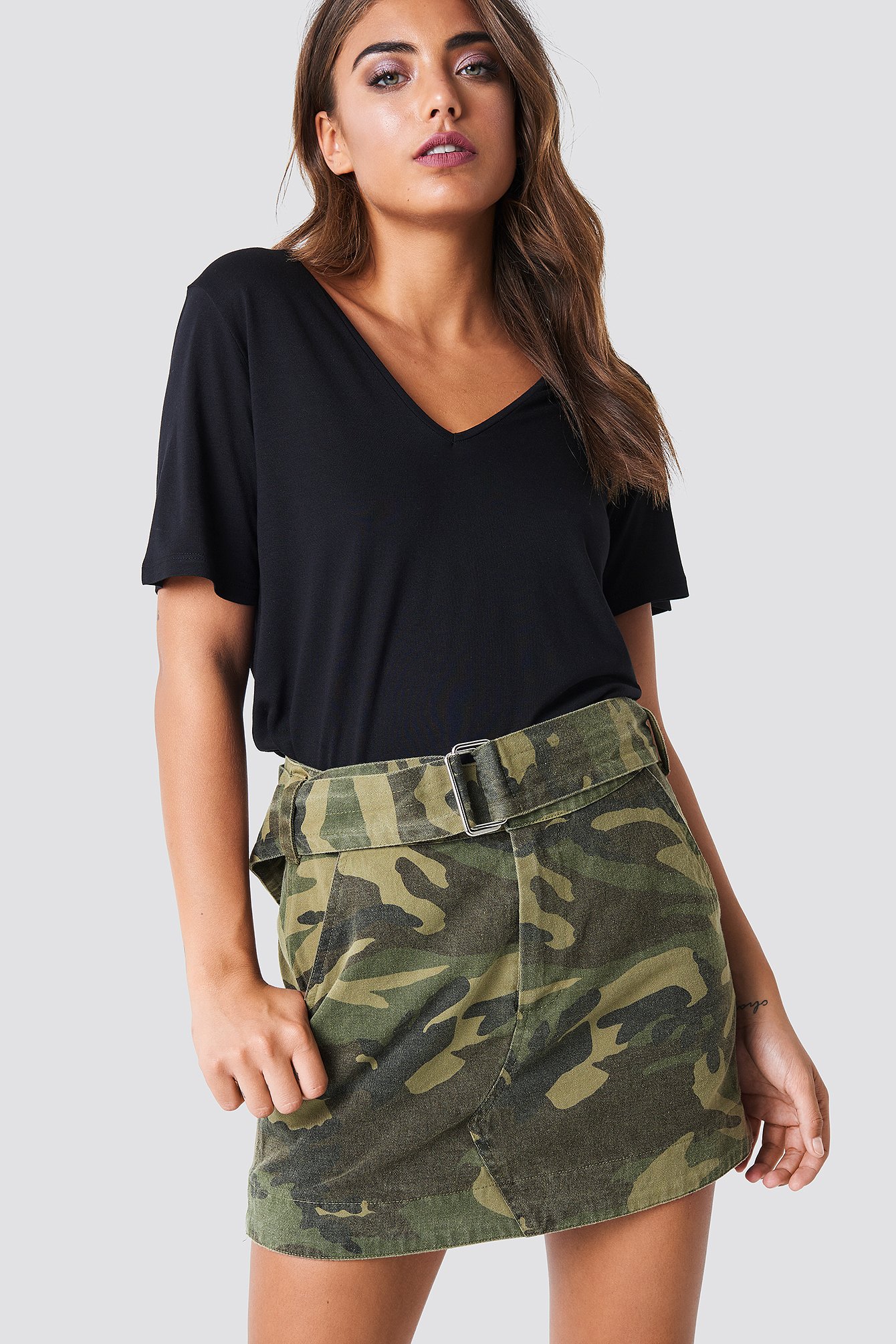 Army NA-KD Trend Army Printed Mini Skirt