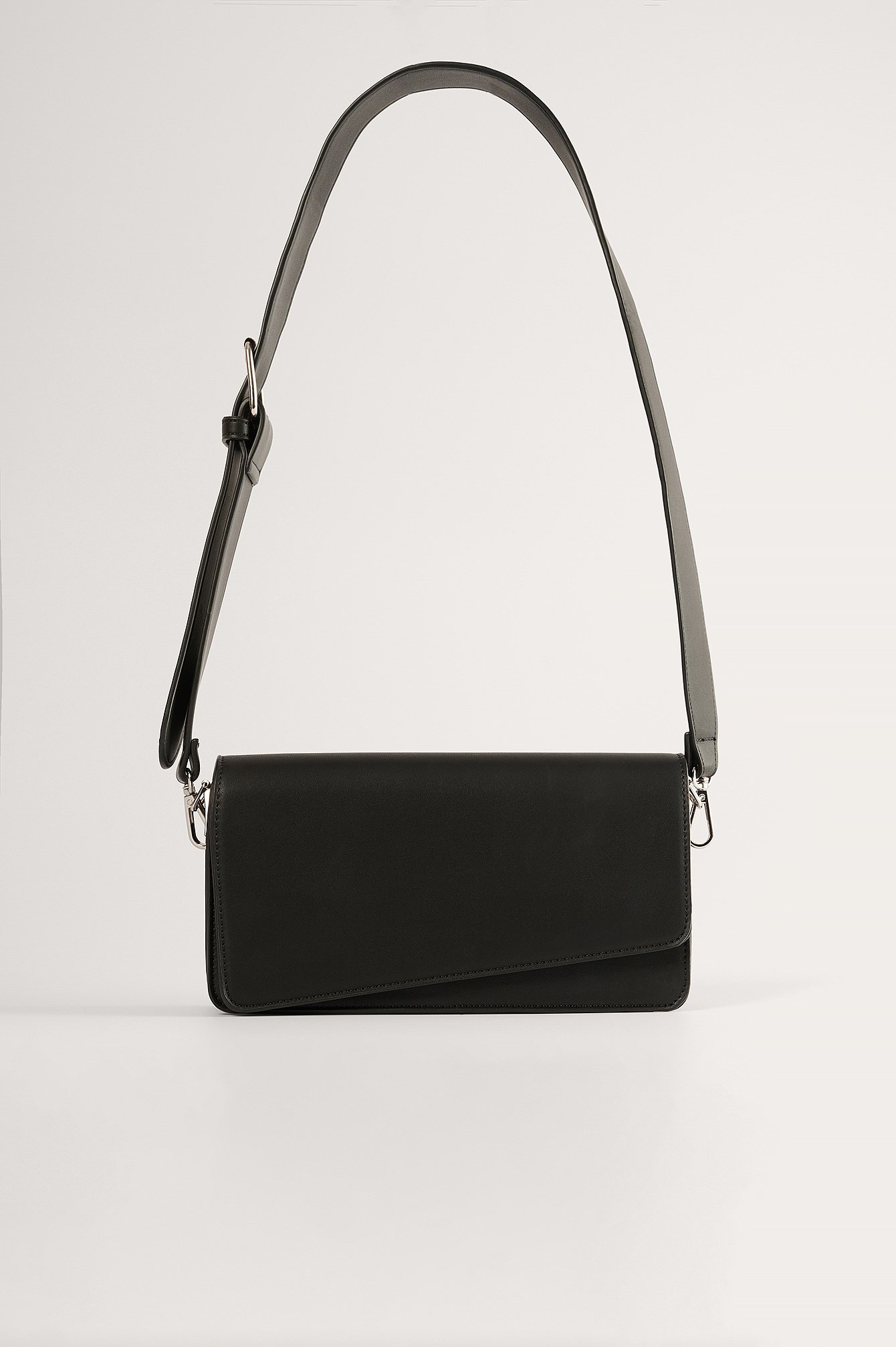 Black Asymmetric Flap Crossbody Bag