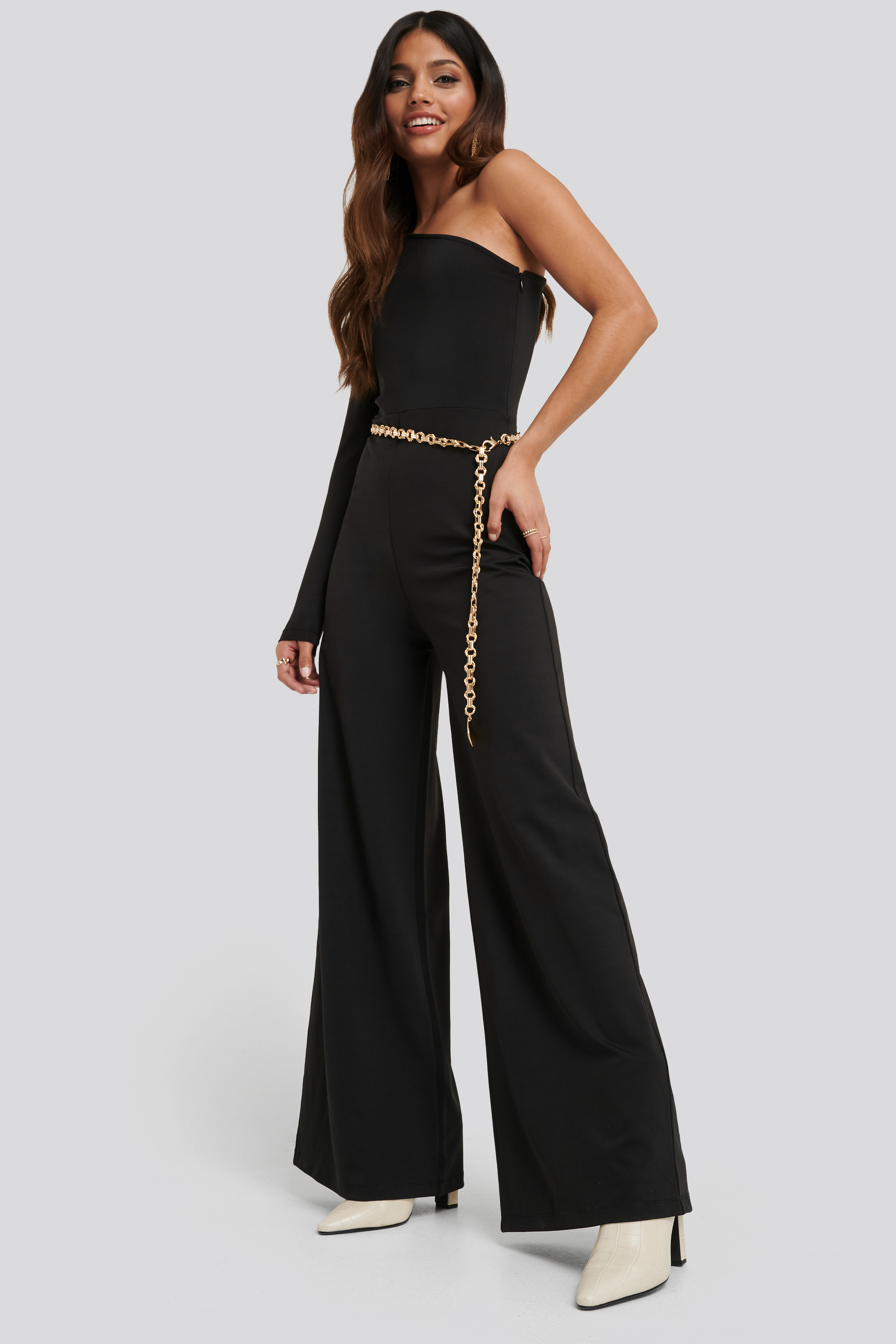 Asymmetric Jersey Jumpsuit Black