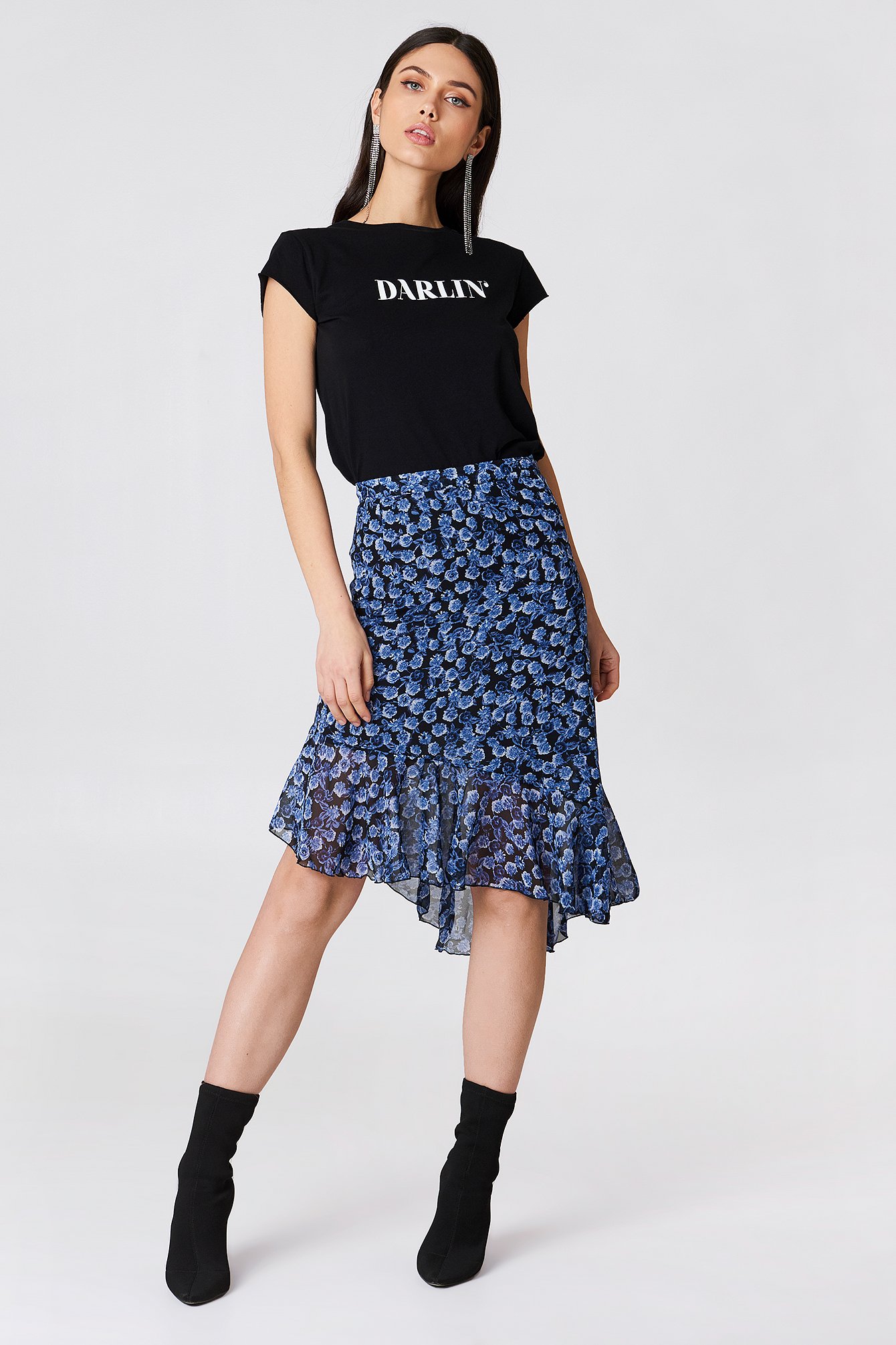Asymmetric Ruffle Chiffon Skirt | na-kd.com