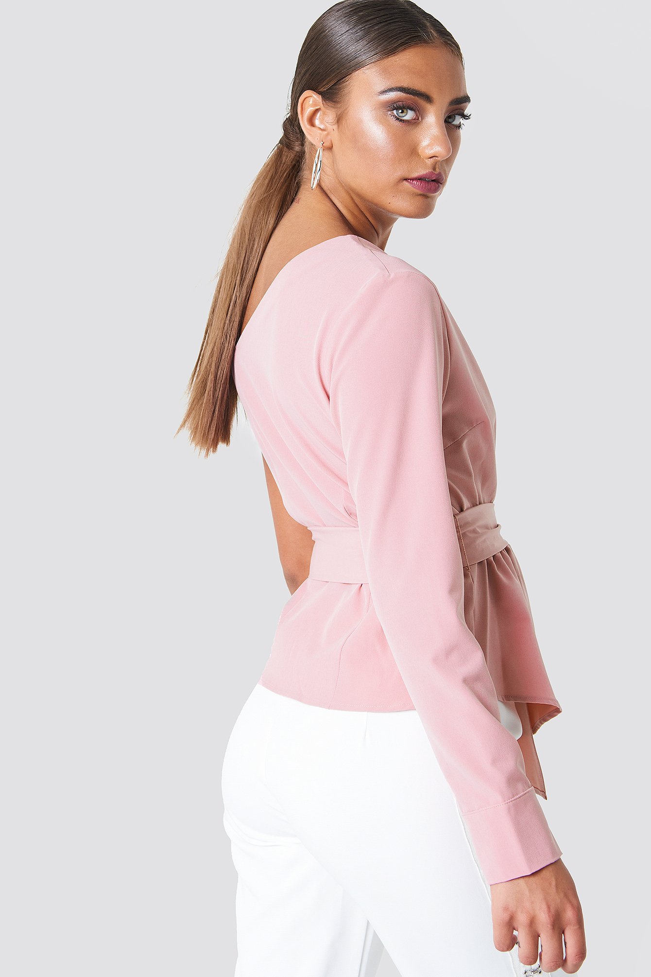 Dusty Pink Asymmetric Shoulder Shirt