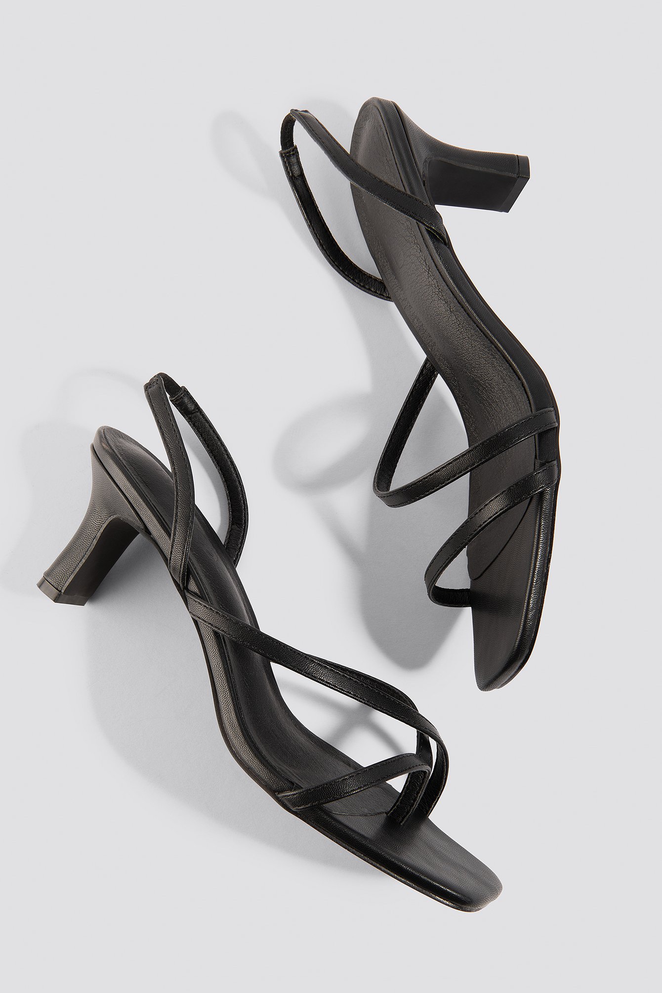 Black Asymmetric Straps Sandals