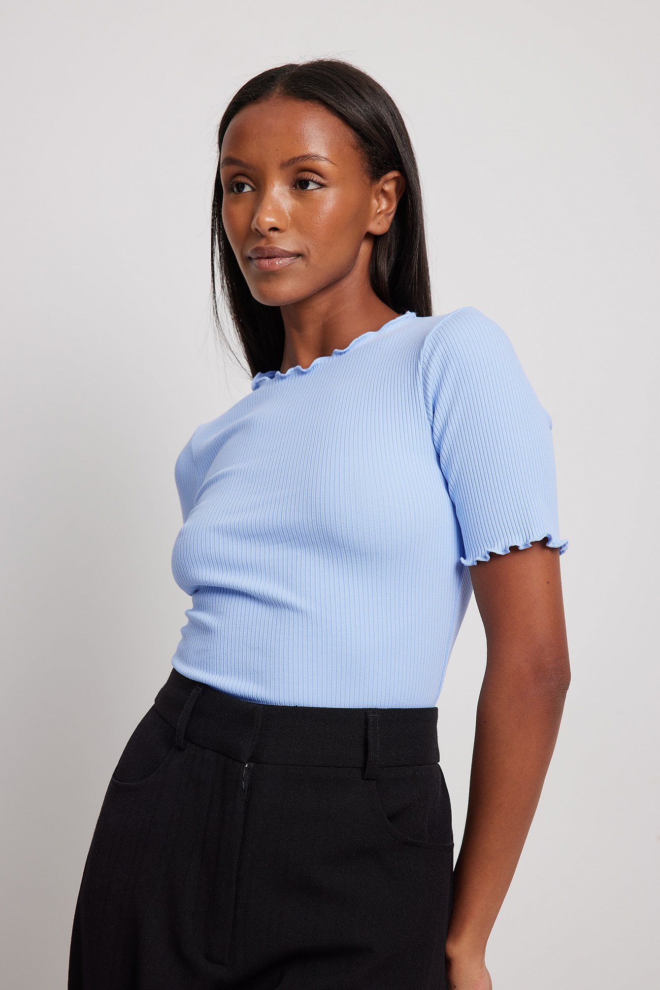 Dusty Blue Organic Babylock Ribbed Top
