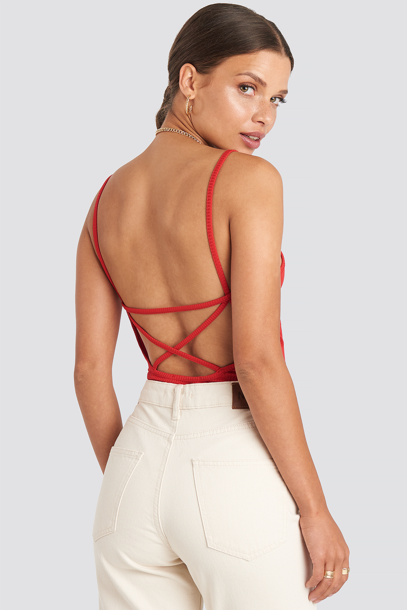 Back Cross Ribbed Body Red