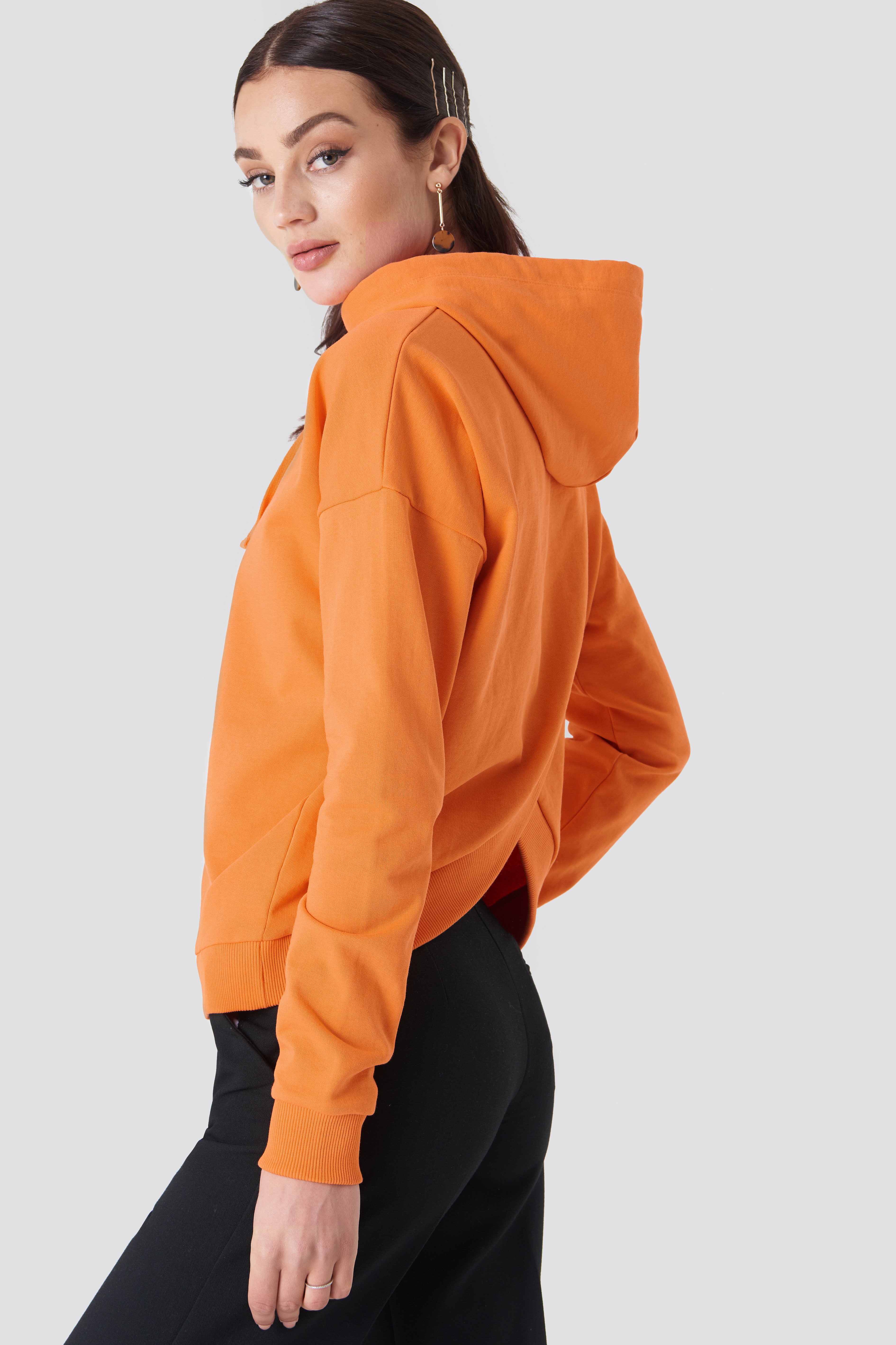 Back Overlap Hoodie Orange
