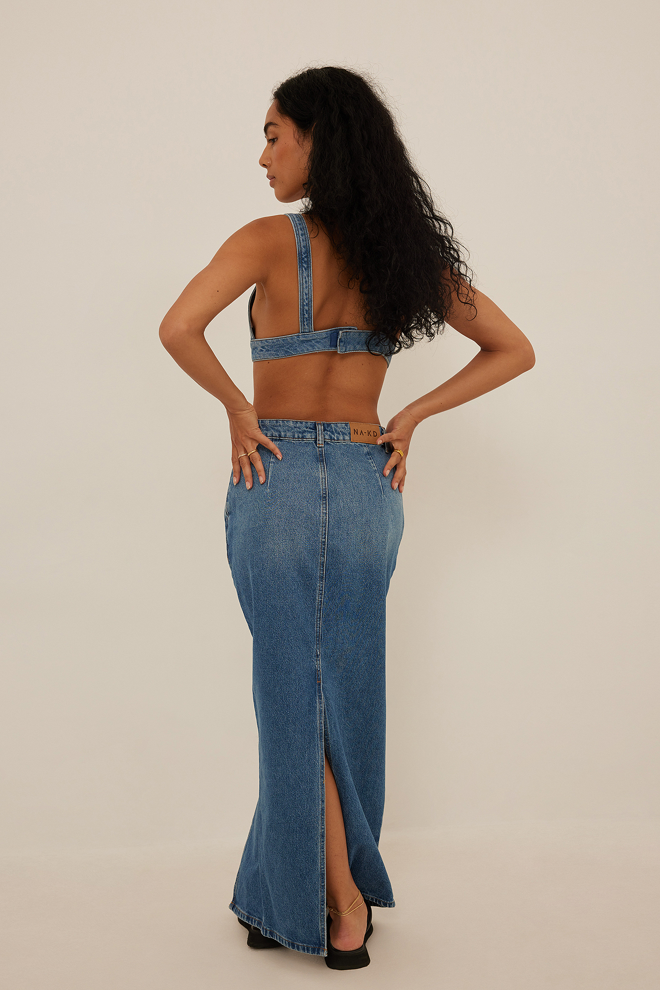 Blue High Waist Slit Maxi Skirt NA-KD Femme Vêtements Jupes Jupes longues 