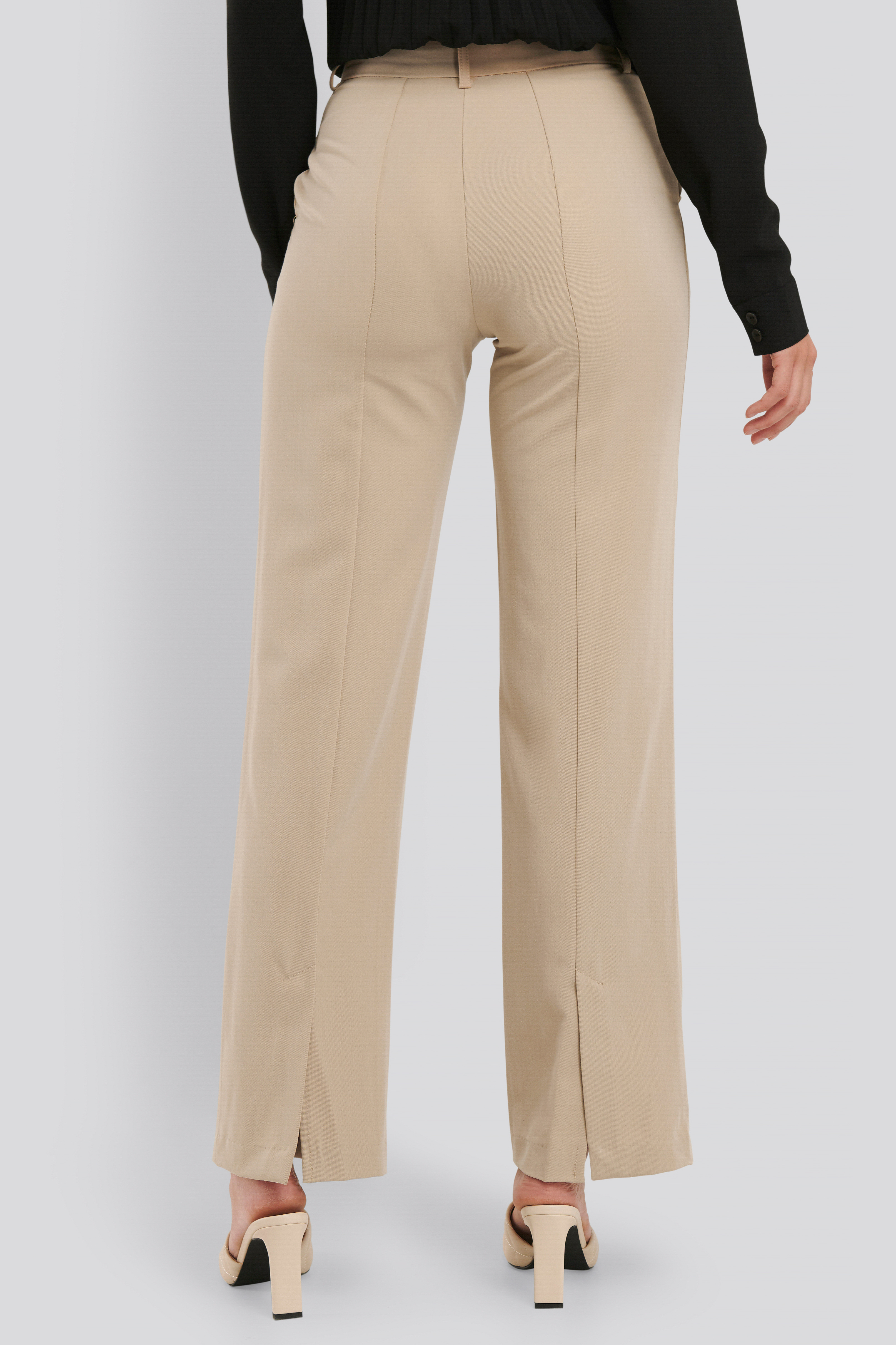 Back Slit Suit Pants Beige NA-KD | tyello.com