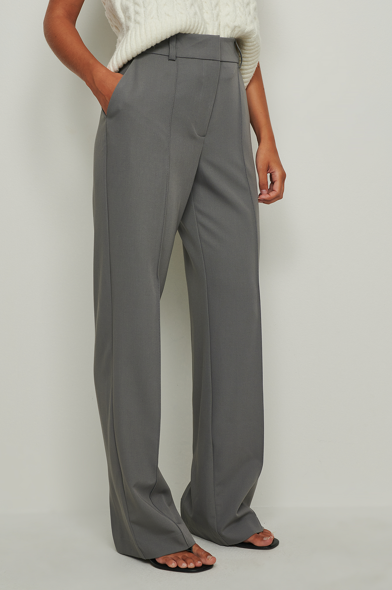 Back Slit Suit Pants Grey | na-kd.com