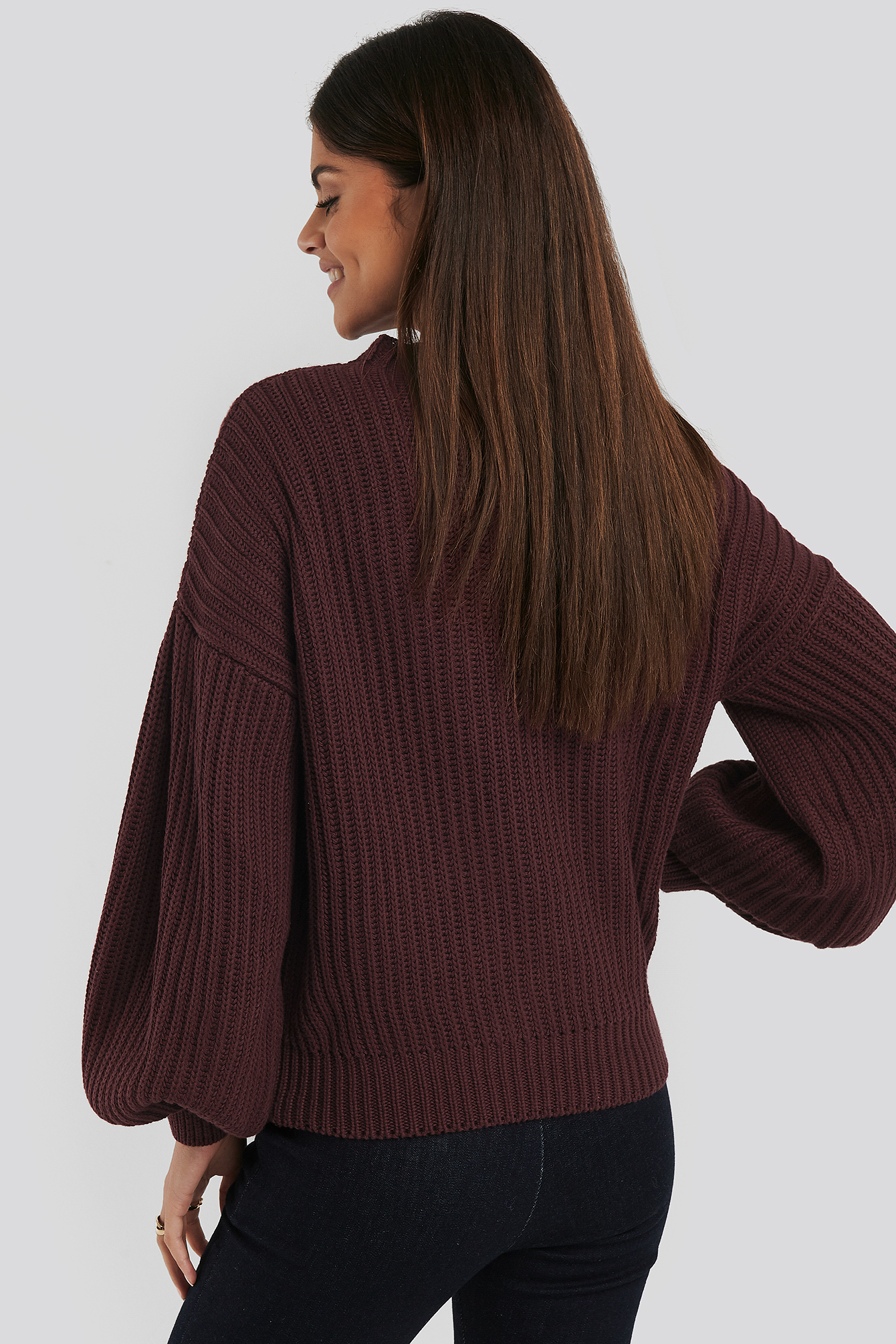 Balloon Sleeve Knitted Sweater TEST Red