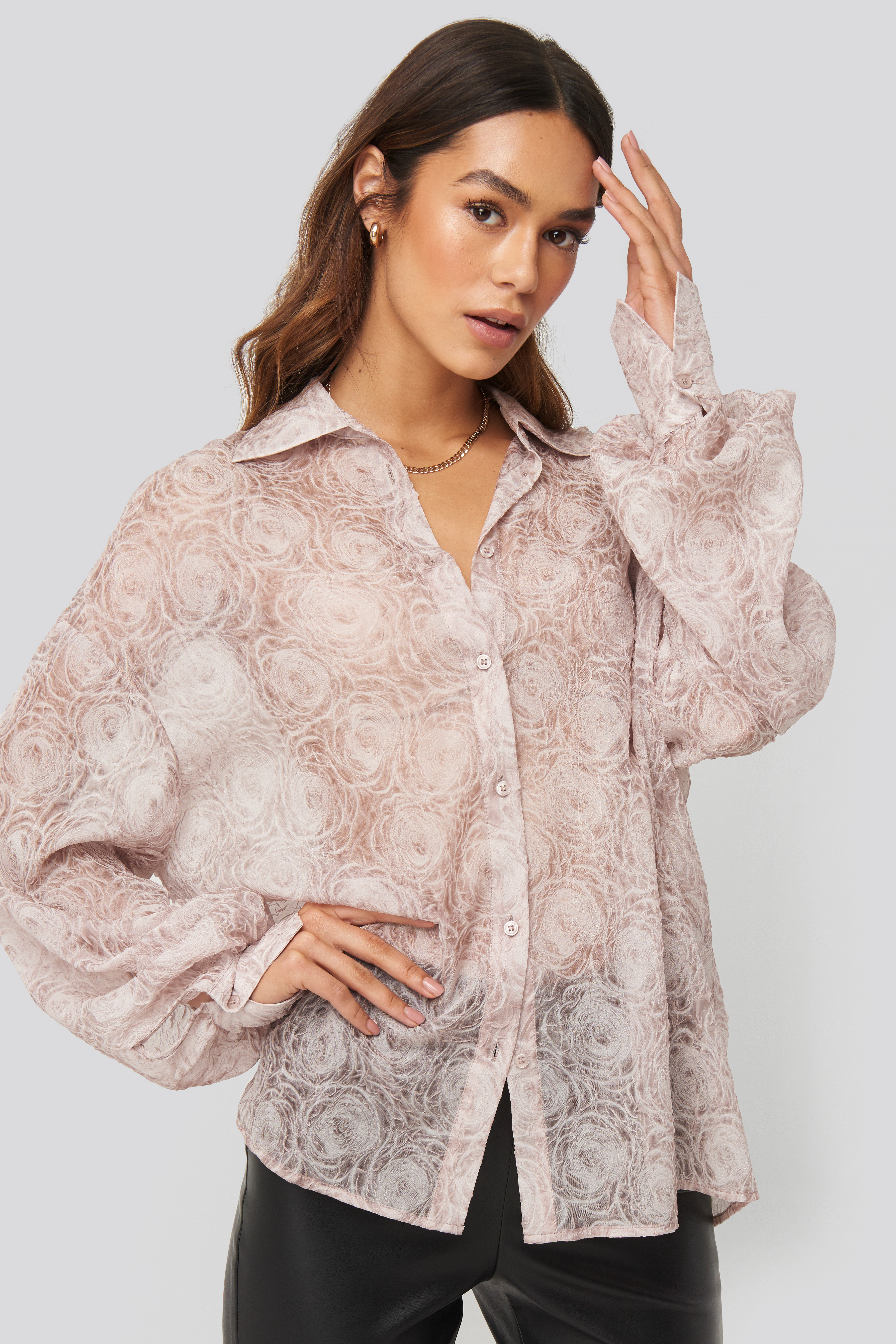 Balloon Sleeve Structured Rose Blouse Dusty Pink