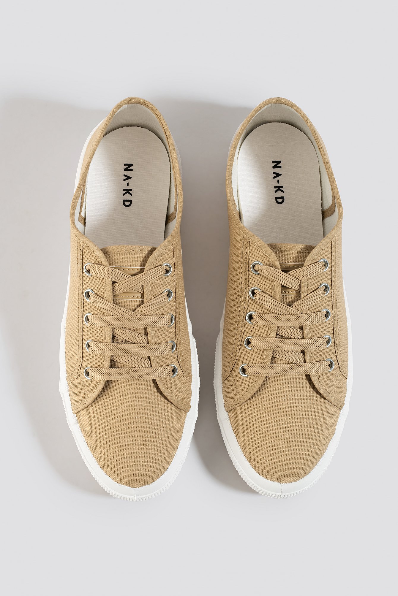 Basic Canvas Sneakers Beige | na-kd.com