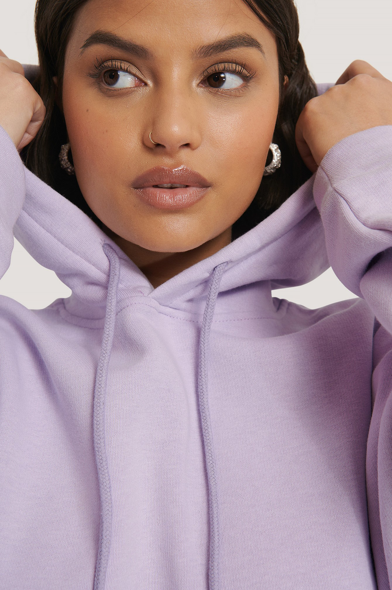 Light Purple Organisch basic cropped hoodie