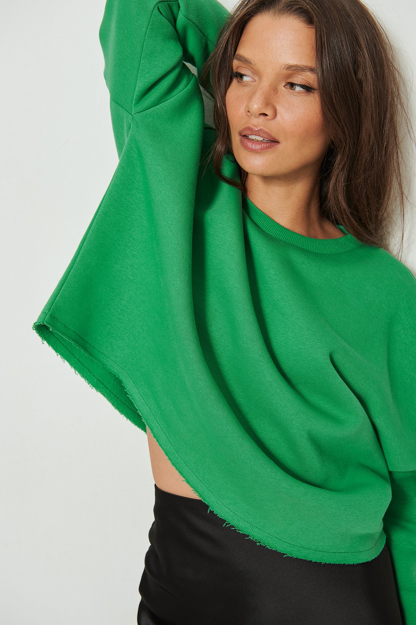 Green Basic Cropped Sweater