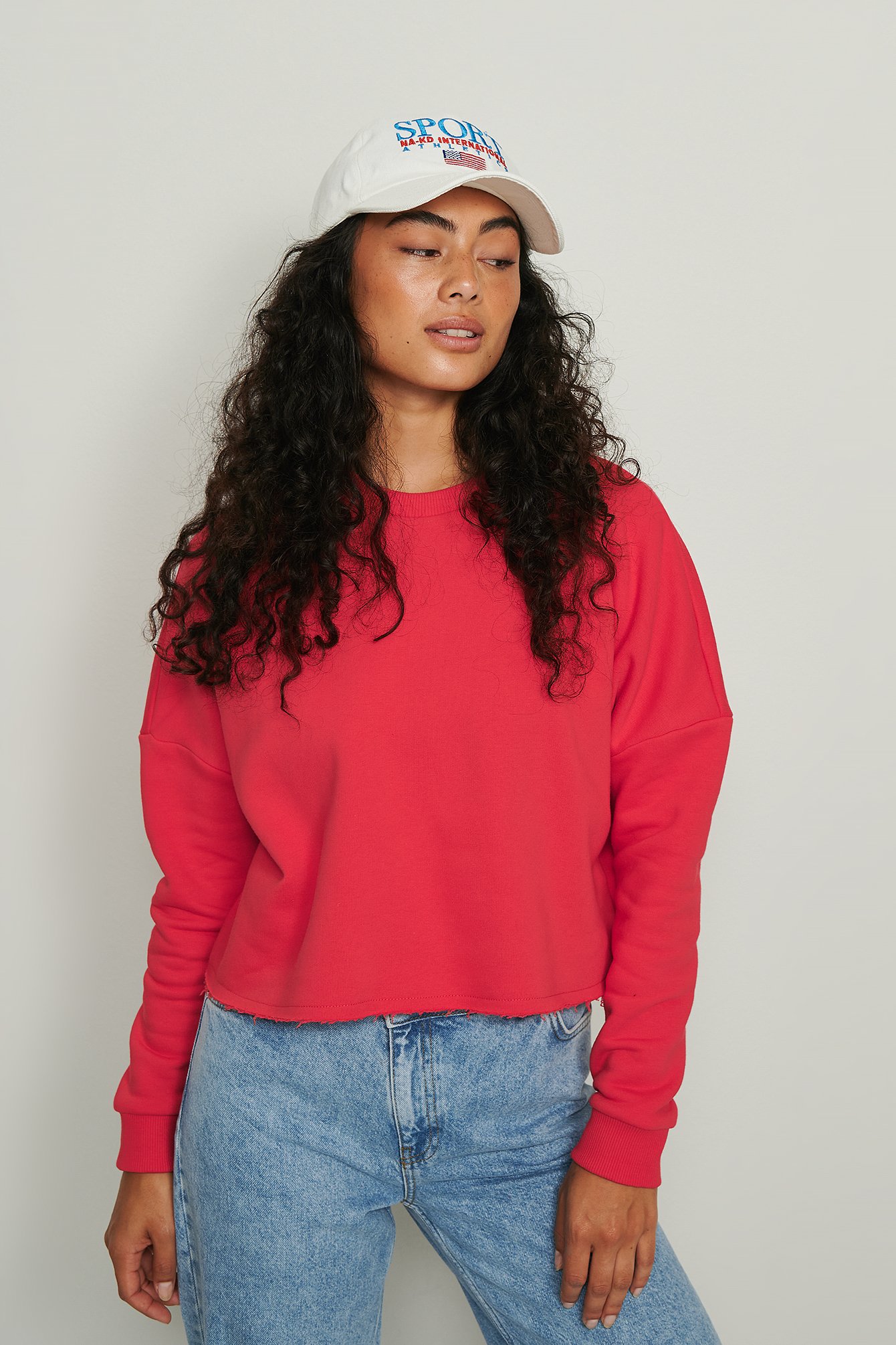Red Basic Cropped Sweater