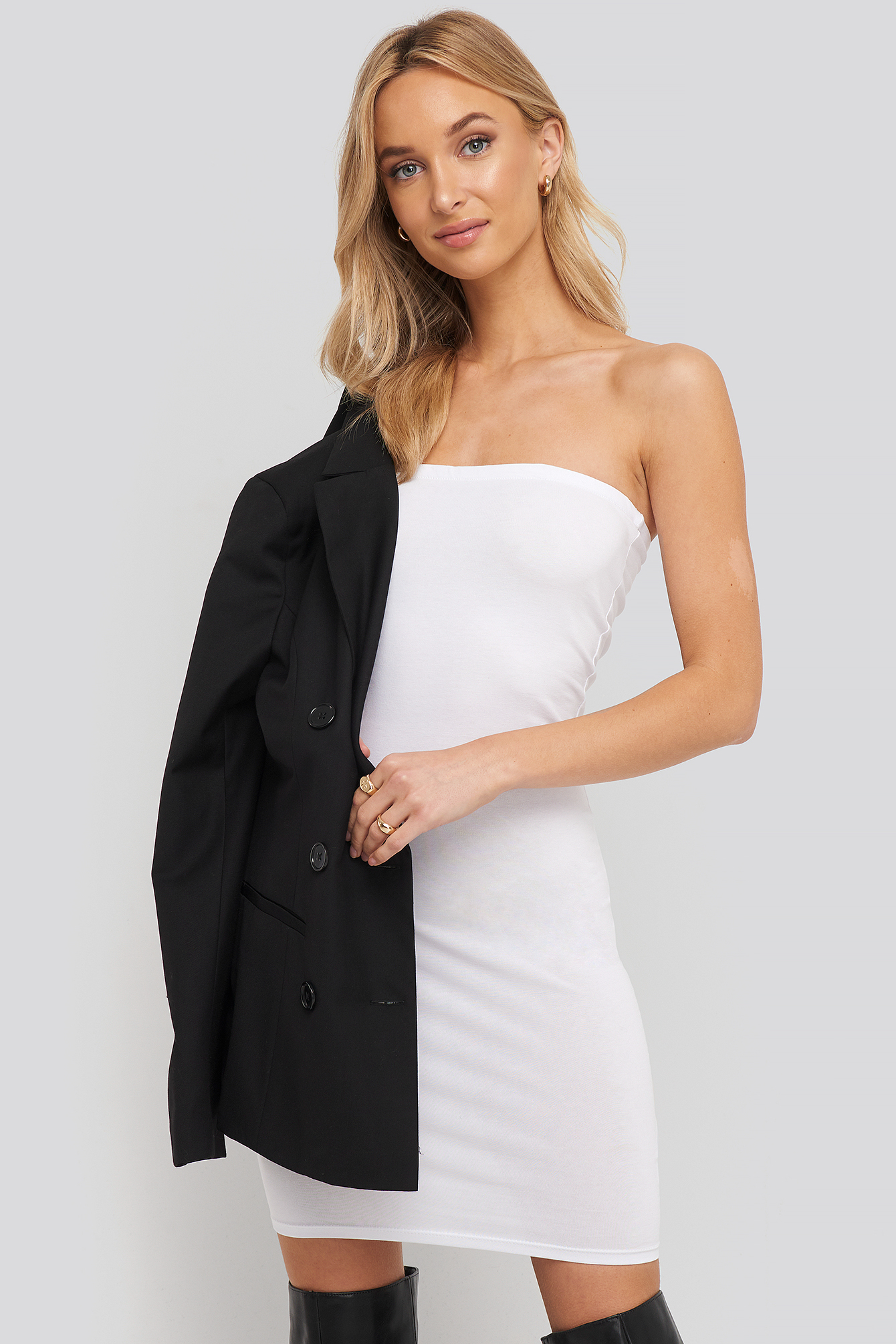 Basic Jersey Bandeau Dress White