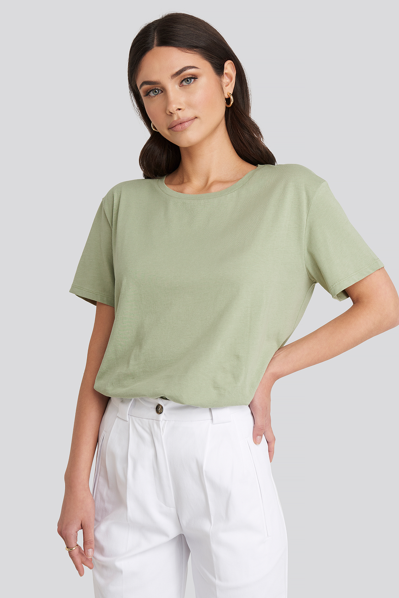 Basic Oversized Tee Light Khaki