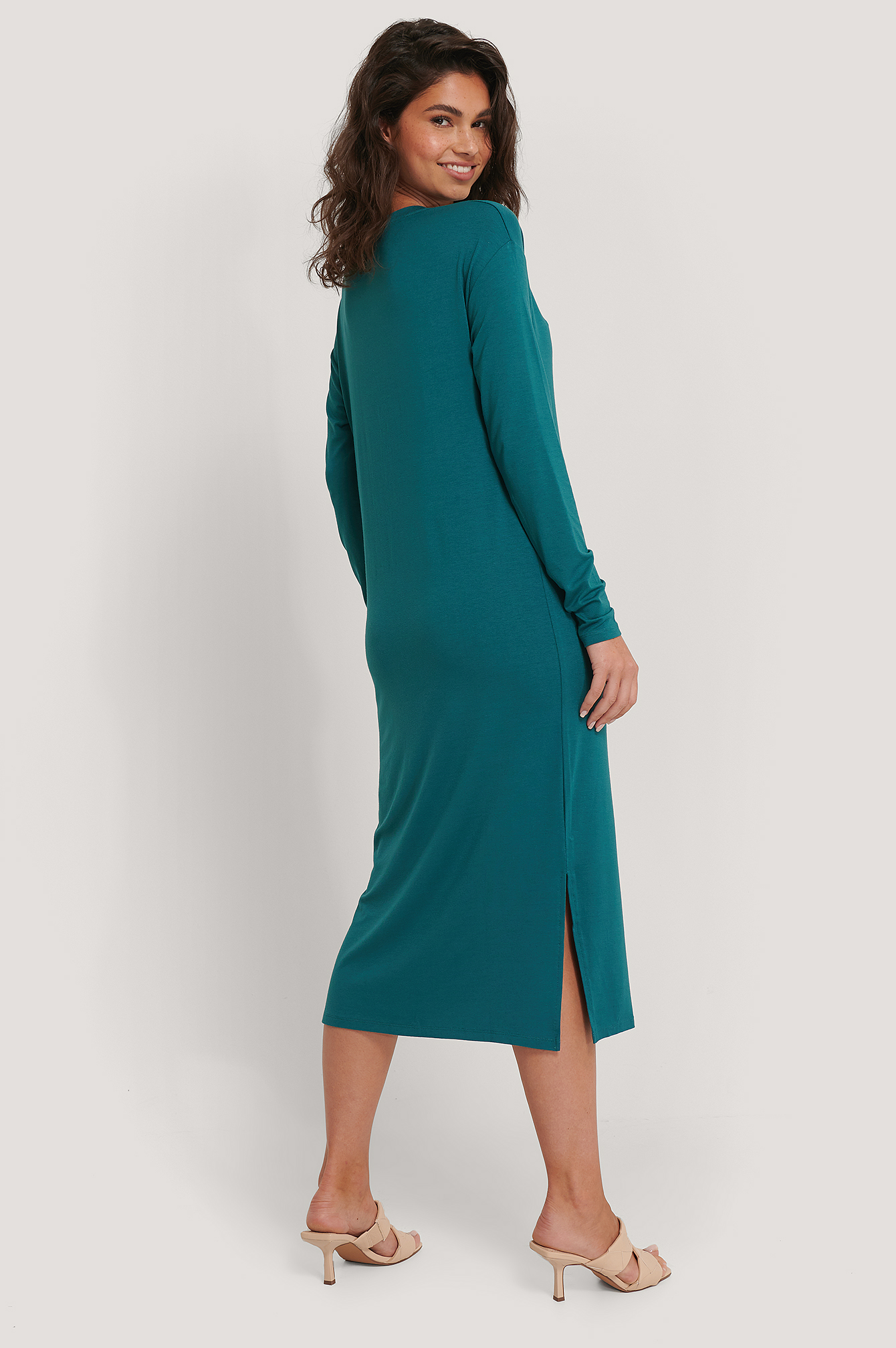 Basic Straight Midi Dress Blue | na-kd.com