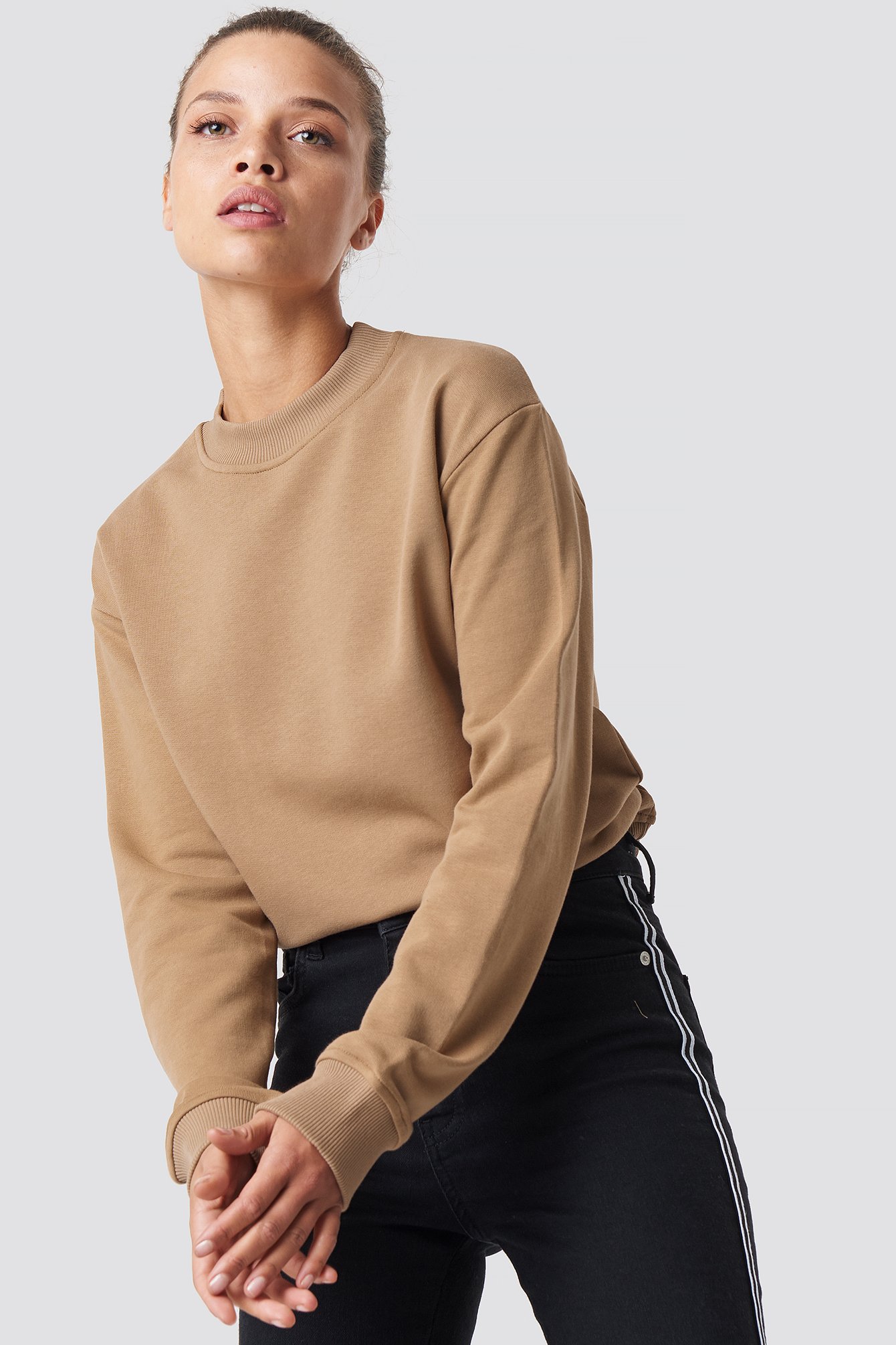 Dark Beige NA-KD Basic Basic Sweater