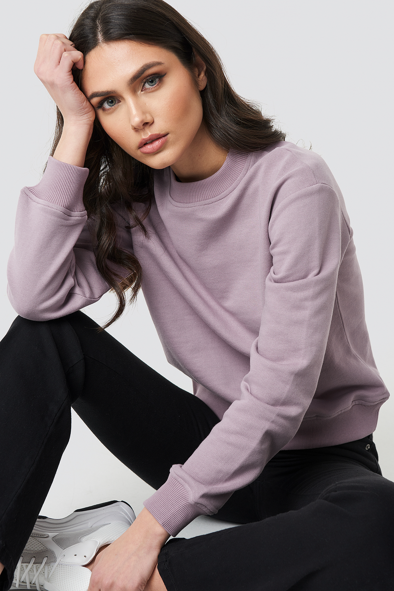Basic Sweater Dusty Light Purple