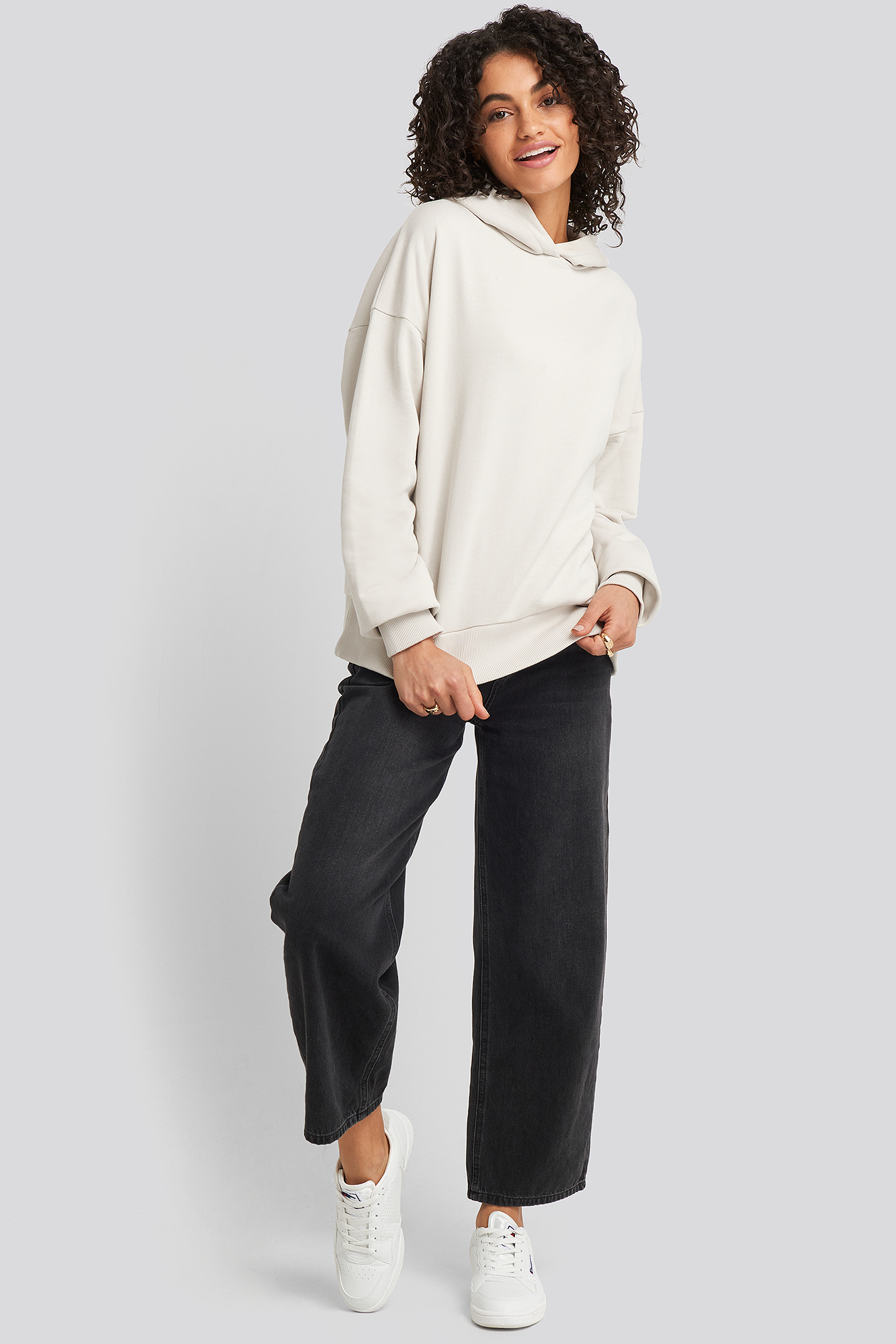 Basic Wide Hoodie Dusty Light Beige