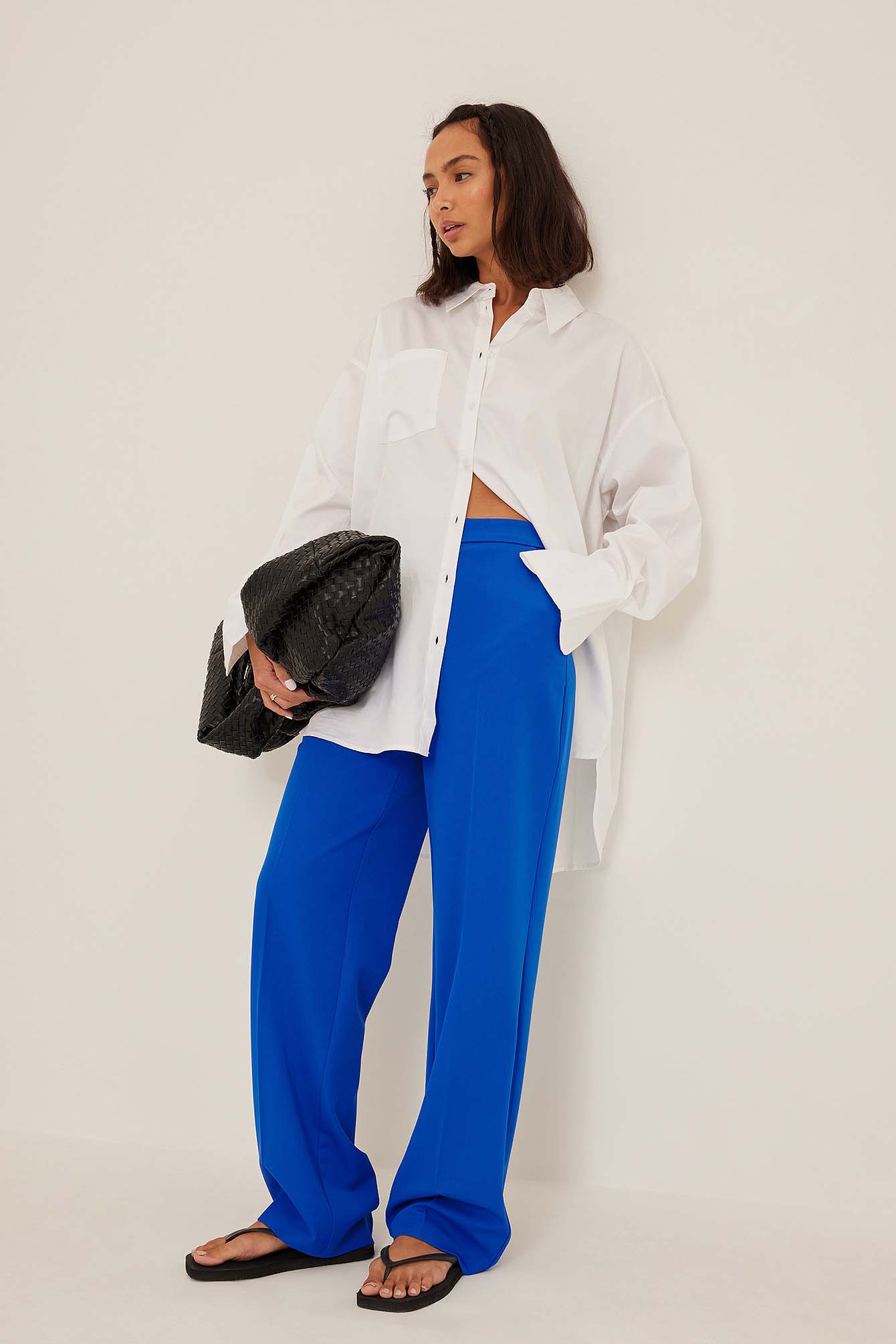 Cobalt Blue Pantaloni eleganti ampi semplici