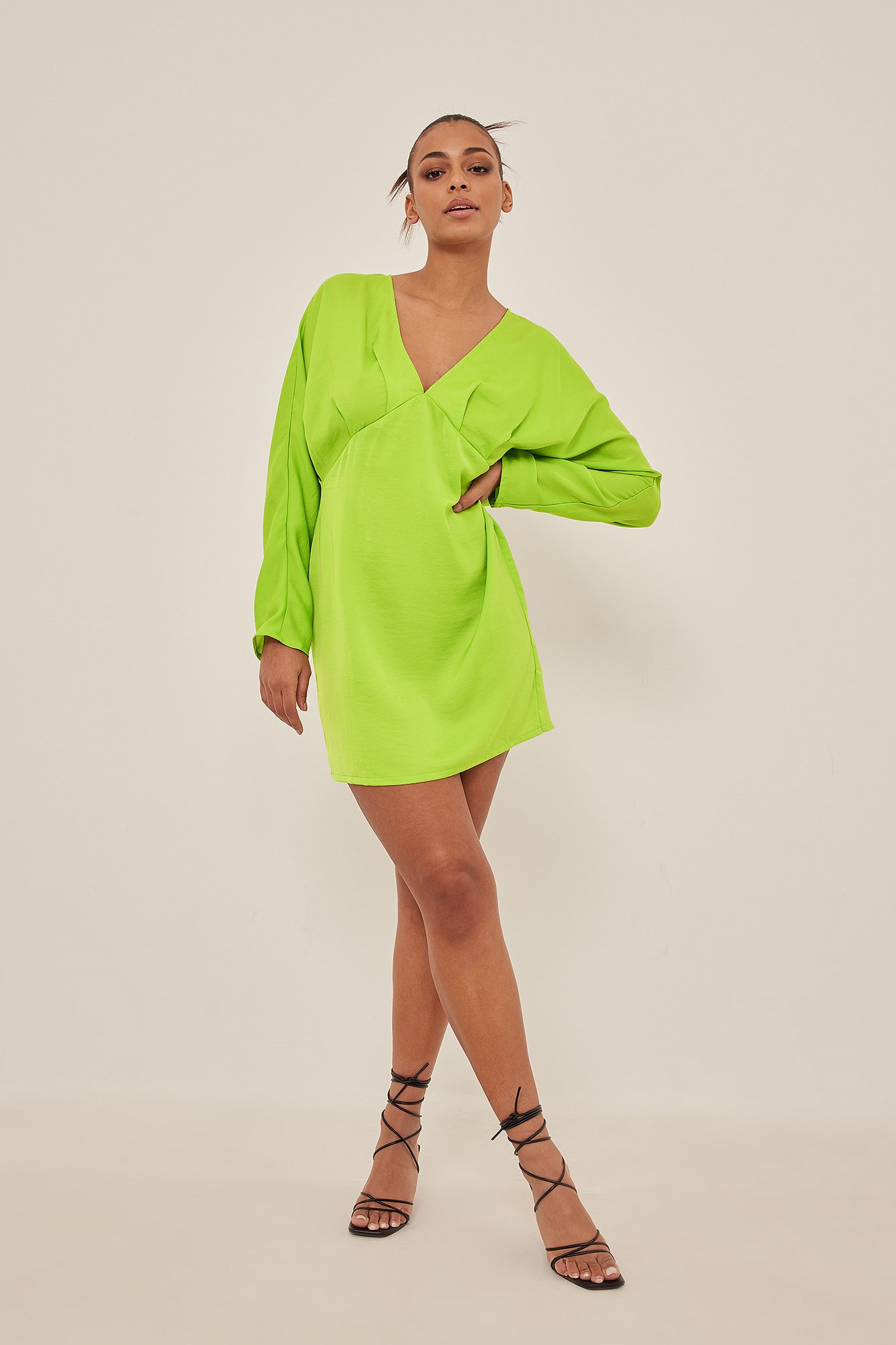 Lime Batwing Mini Dress