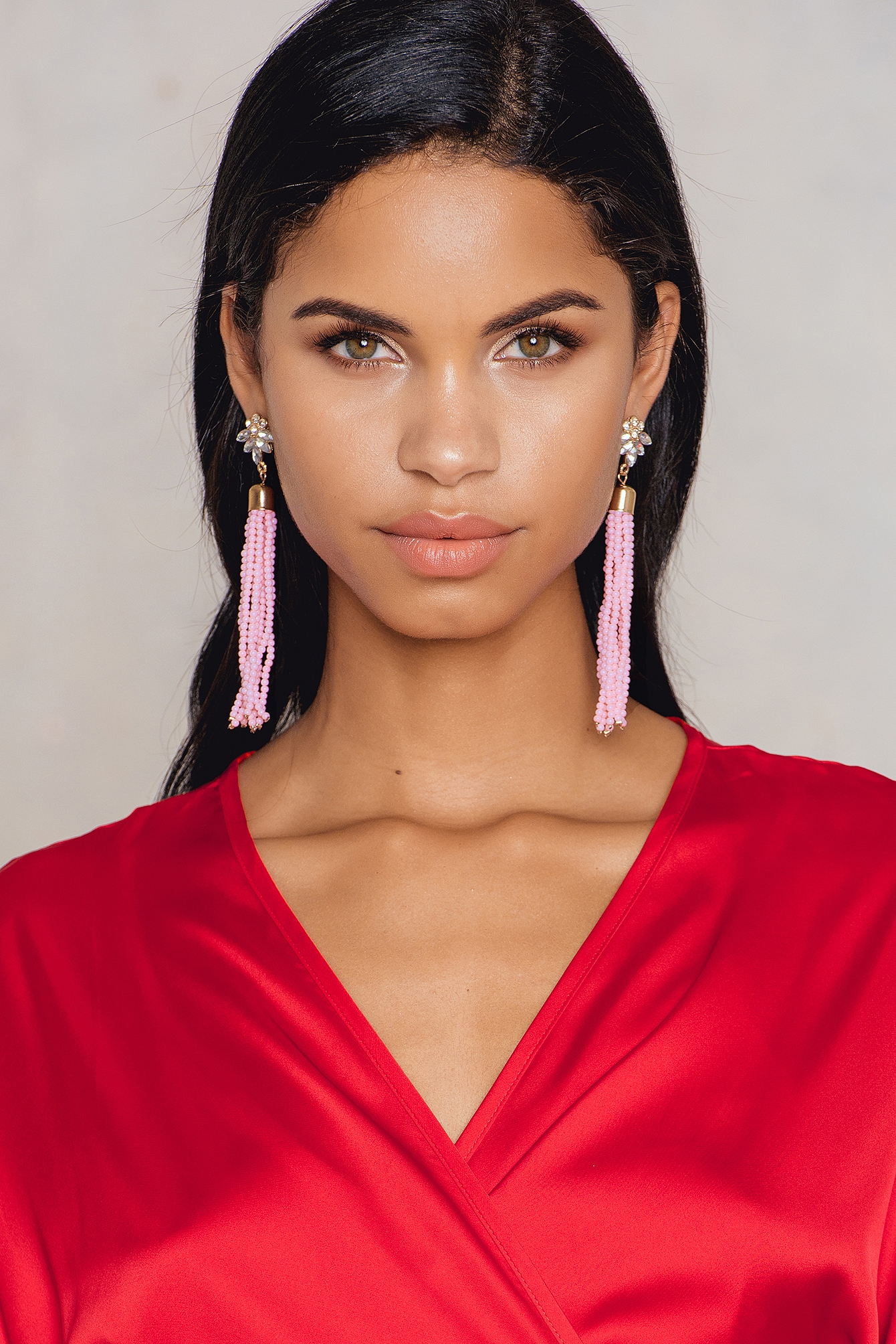 Bead Tassel Earring Pink NAKD