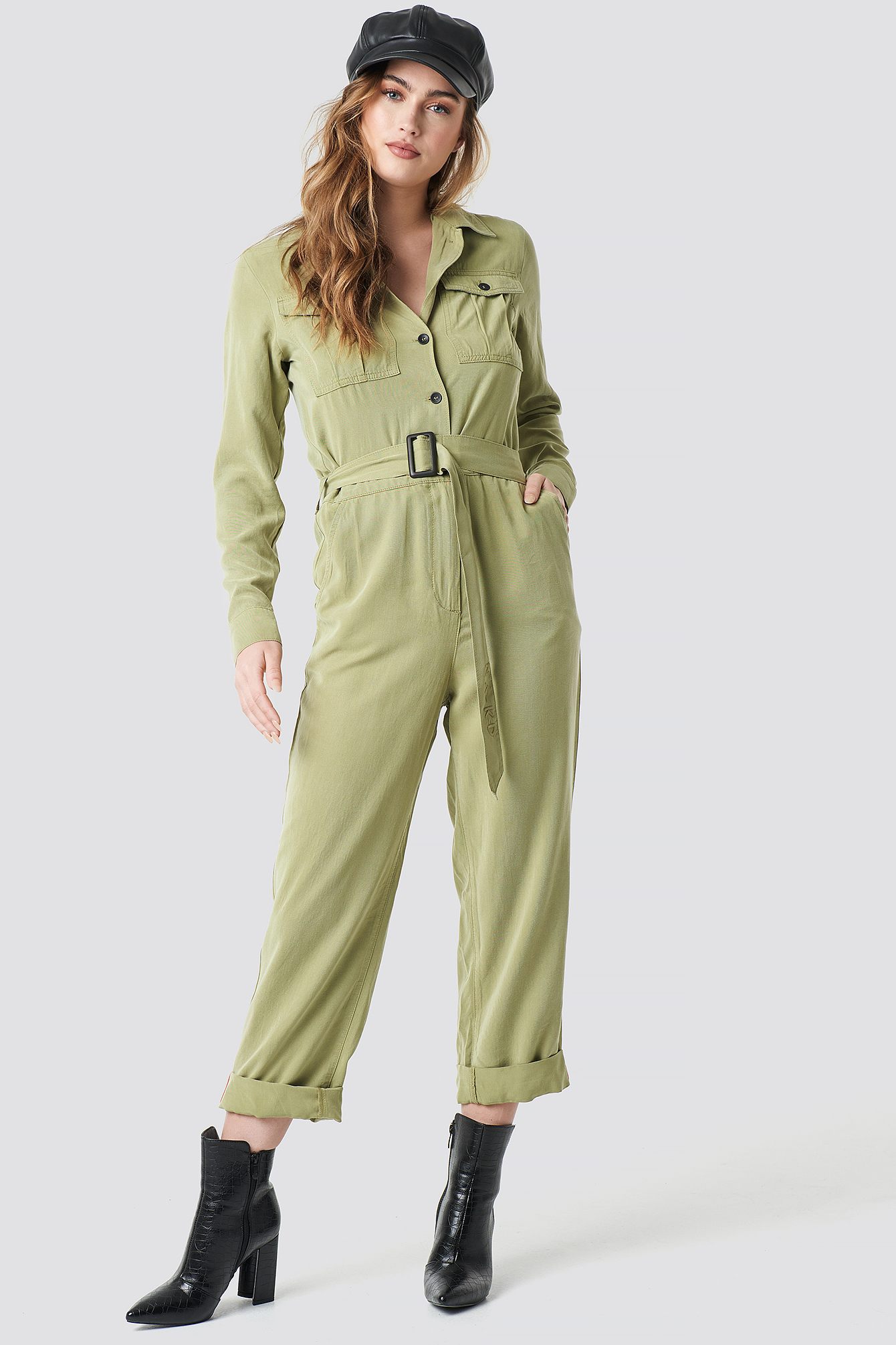 Belted Cargo Jumpsuit Green | NA-KD