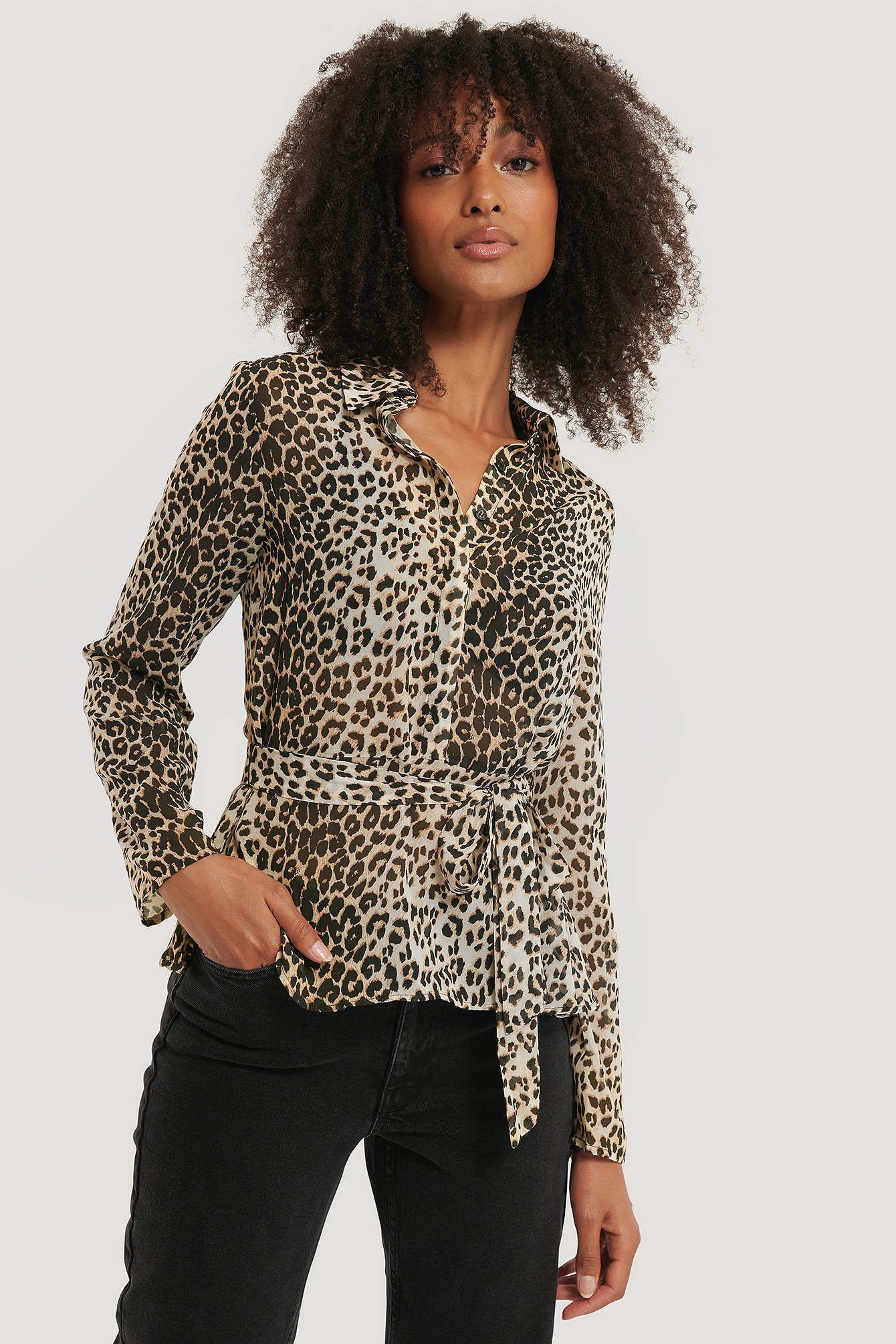 na-kd -  Button-Up-Bluse - Leopard