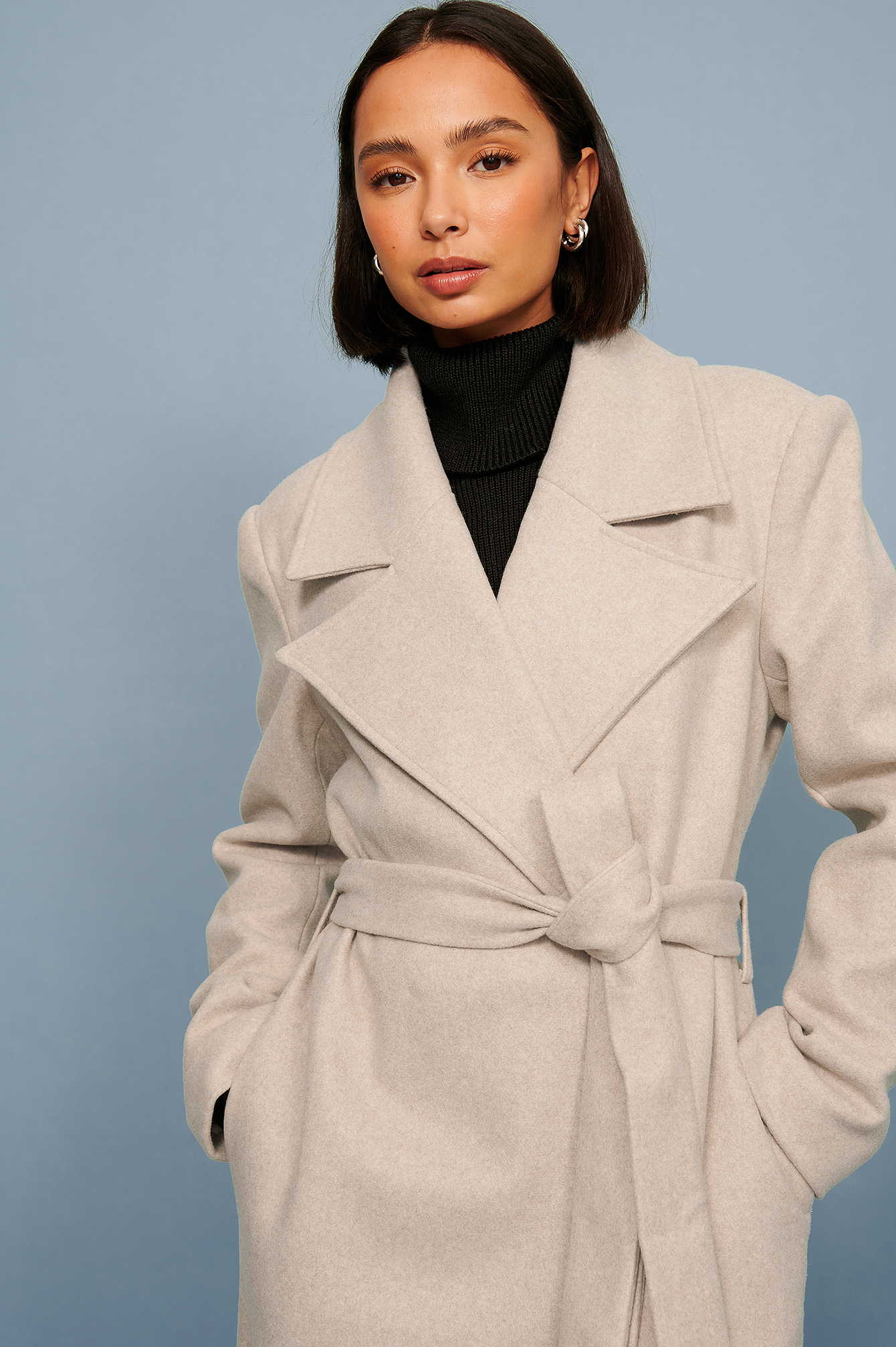 beige wrap coat
