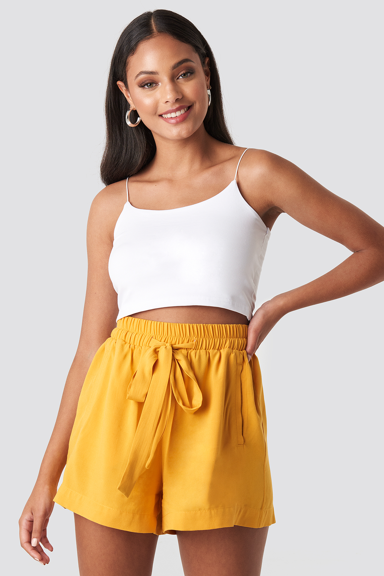 Belted Flowing Shorts Citrus