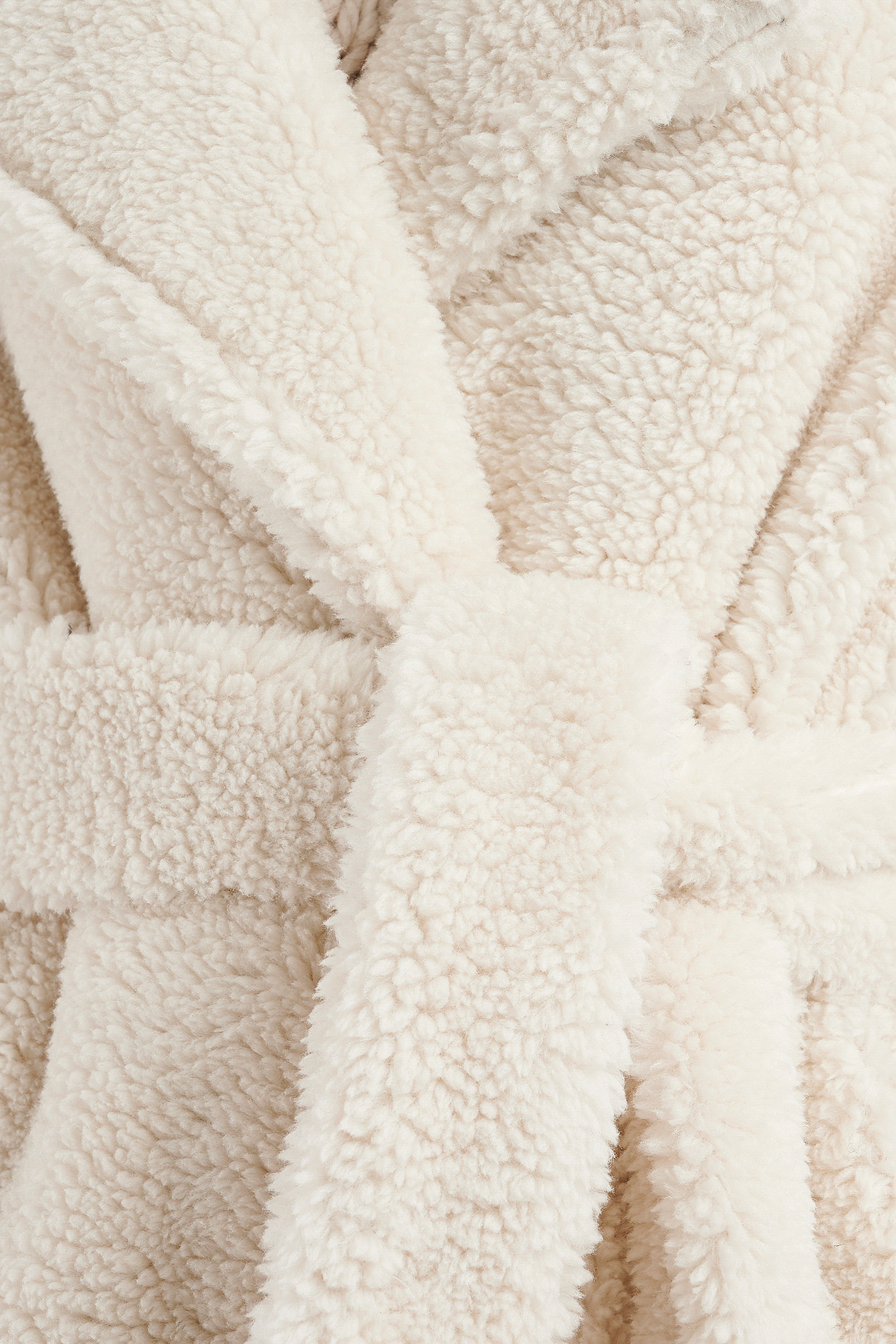 NA-KD Belted Long Teddy Coat White