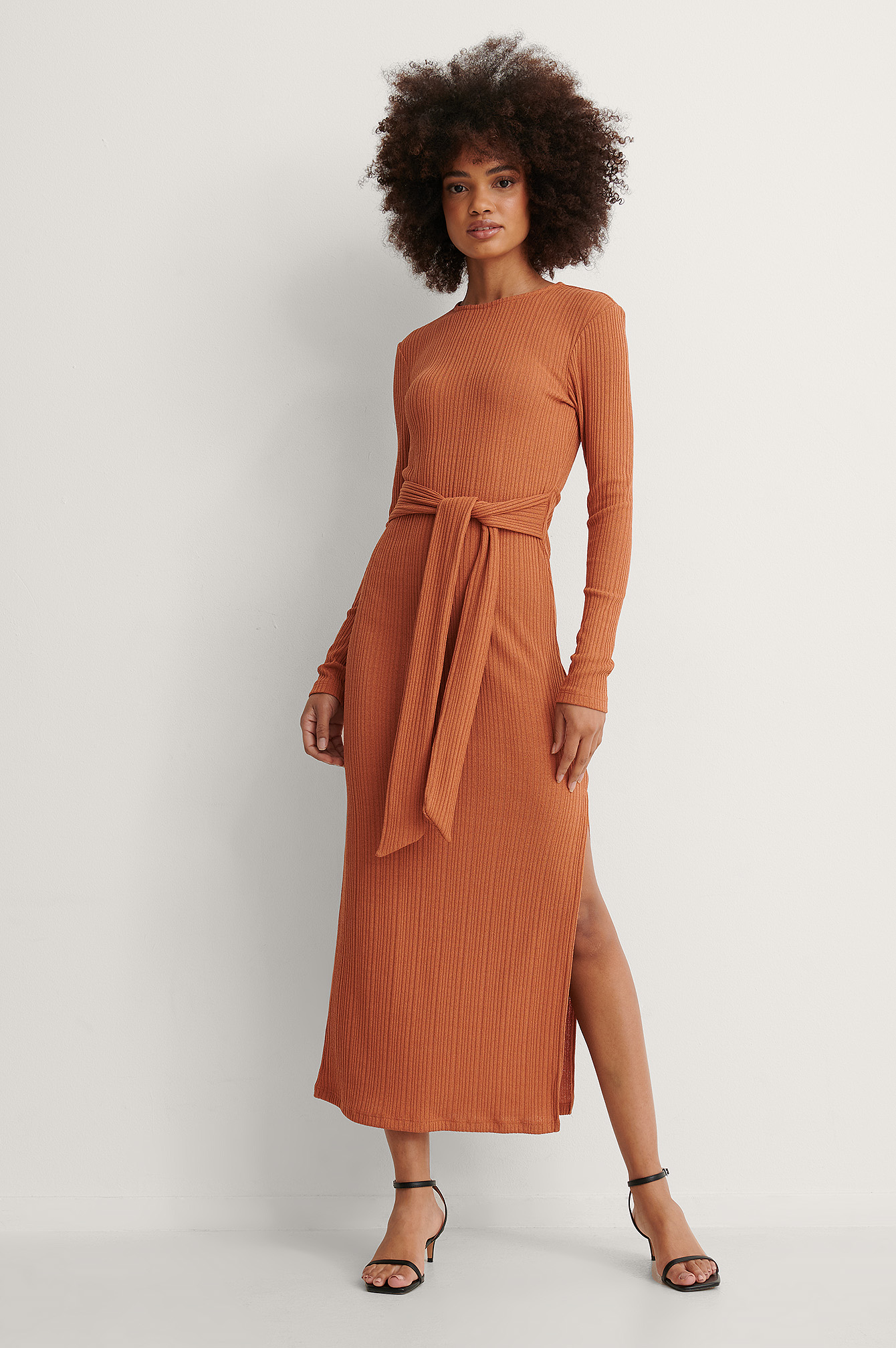Damen Knopfleiste Kurzarm Gürtelkleid