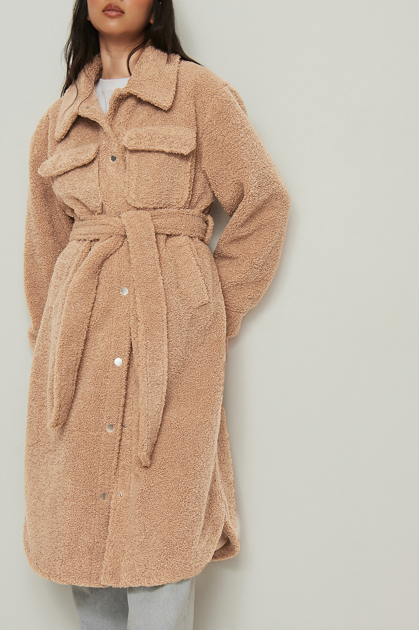 Belted Teddy Coat Beige | na-kd.com