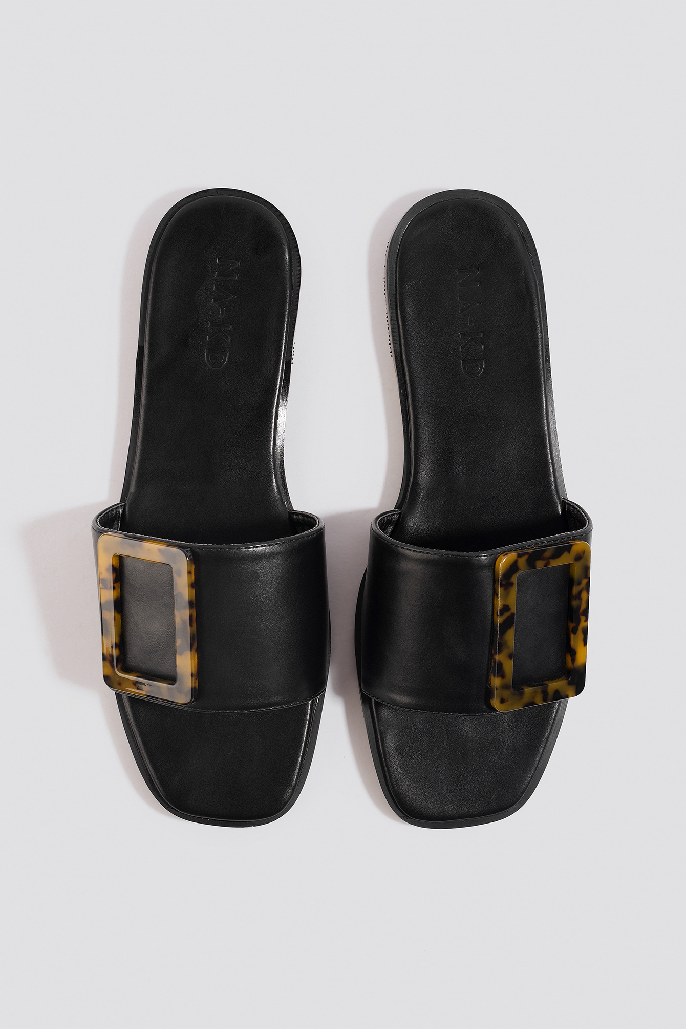 na-kd shoes -  Big Buckle Flats - Black