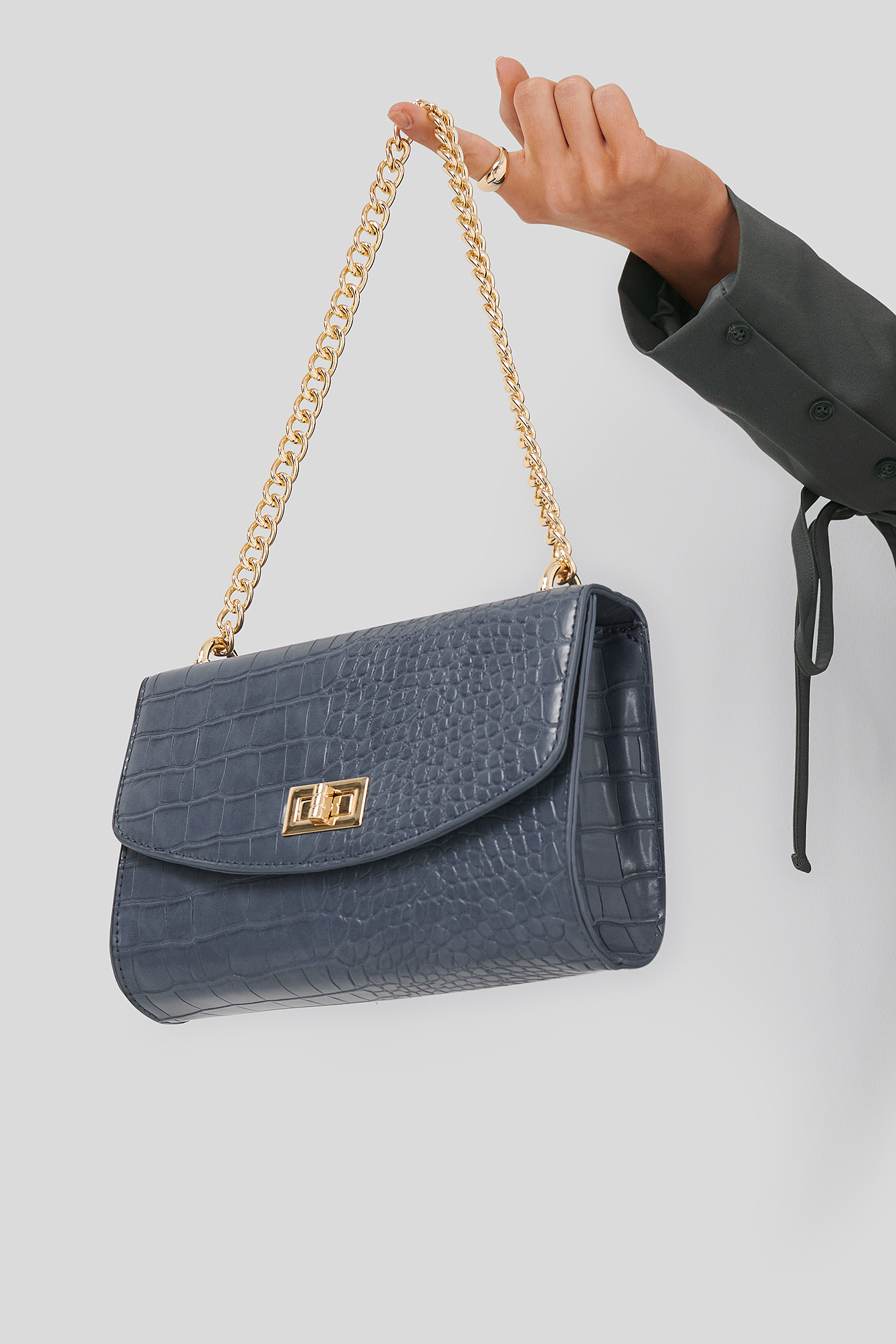 Big Chain Flap Bag Dusty Blue