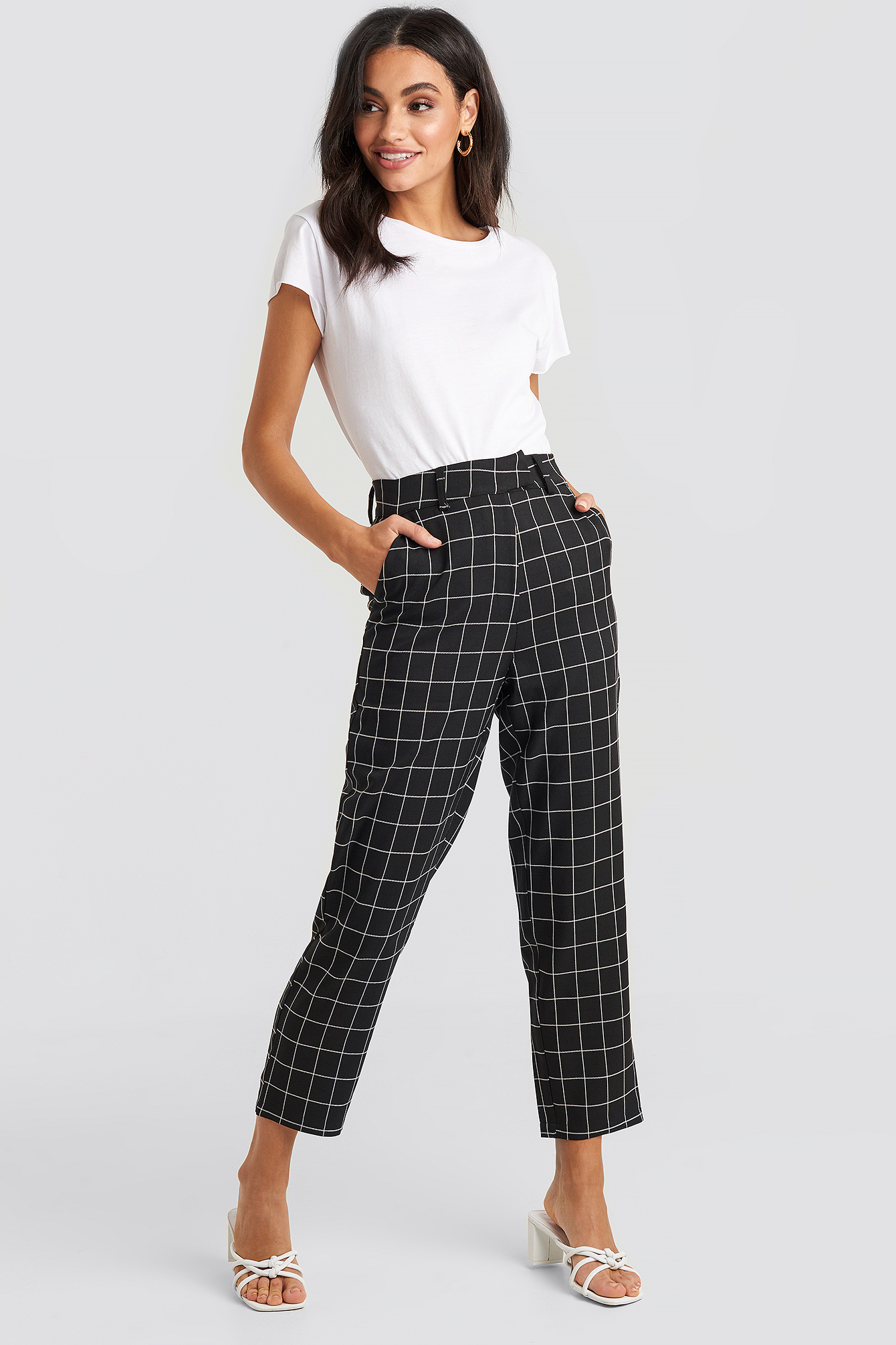 Big Check High Waist Suit Pants Black/White Check