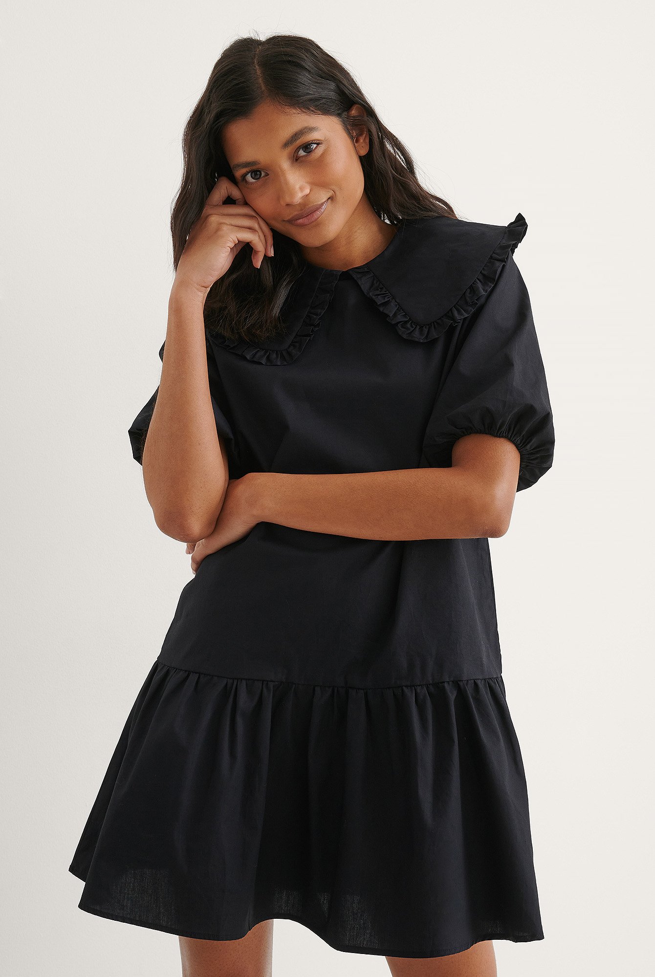 Black Big Collar Mini dress