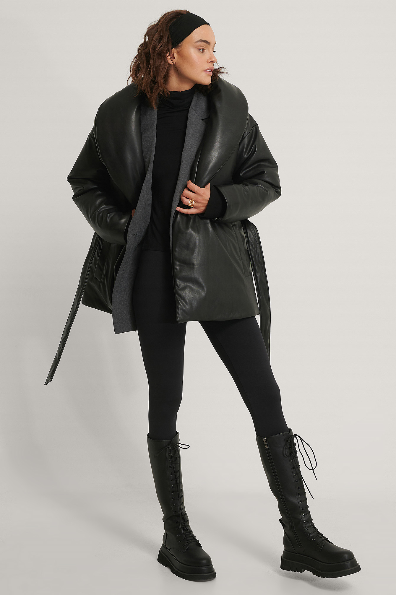 Big Collar Padded Jacket Black