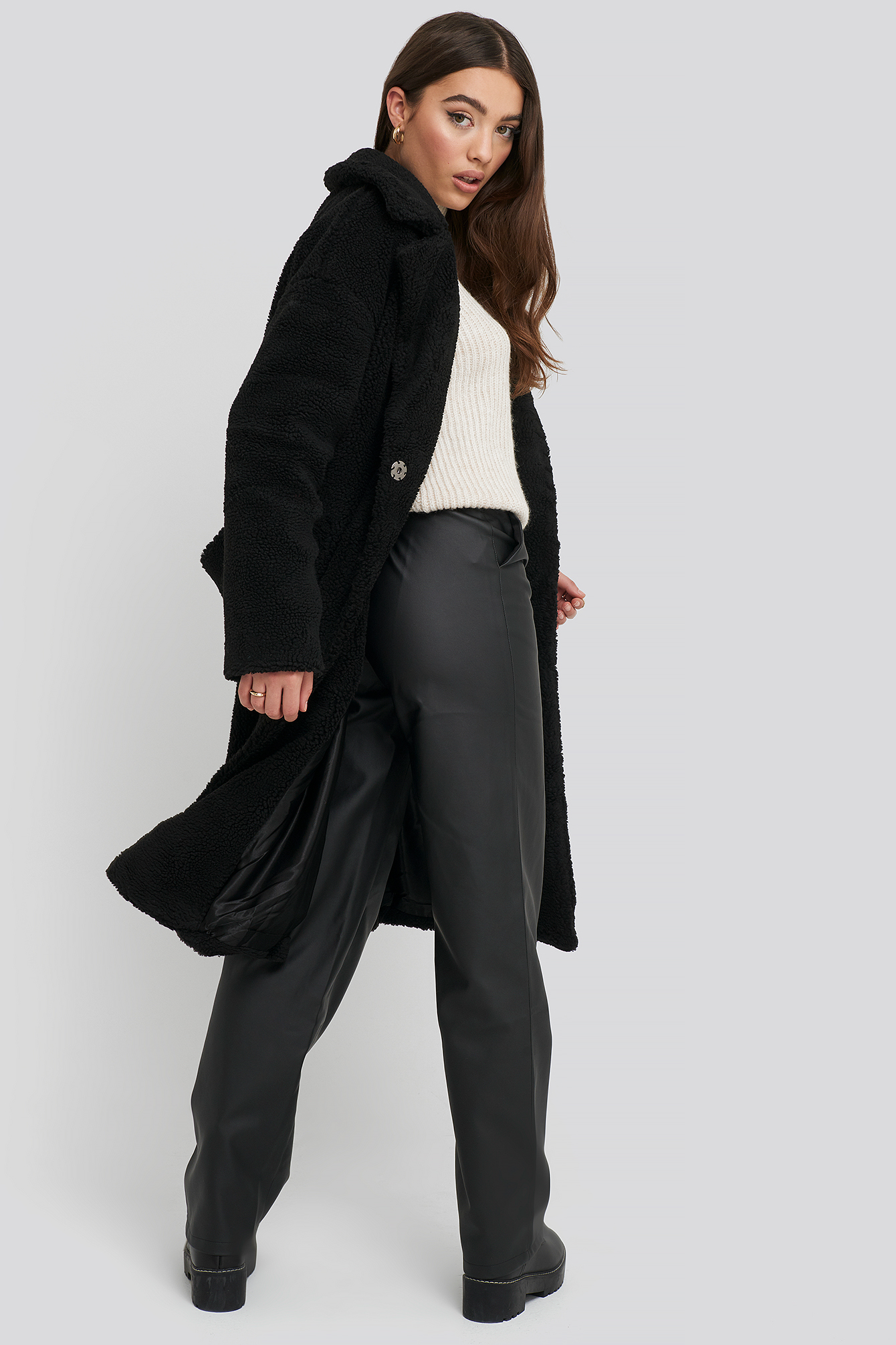 Big Collar Teddy Coat Black