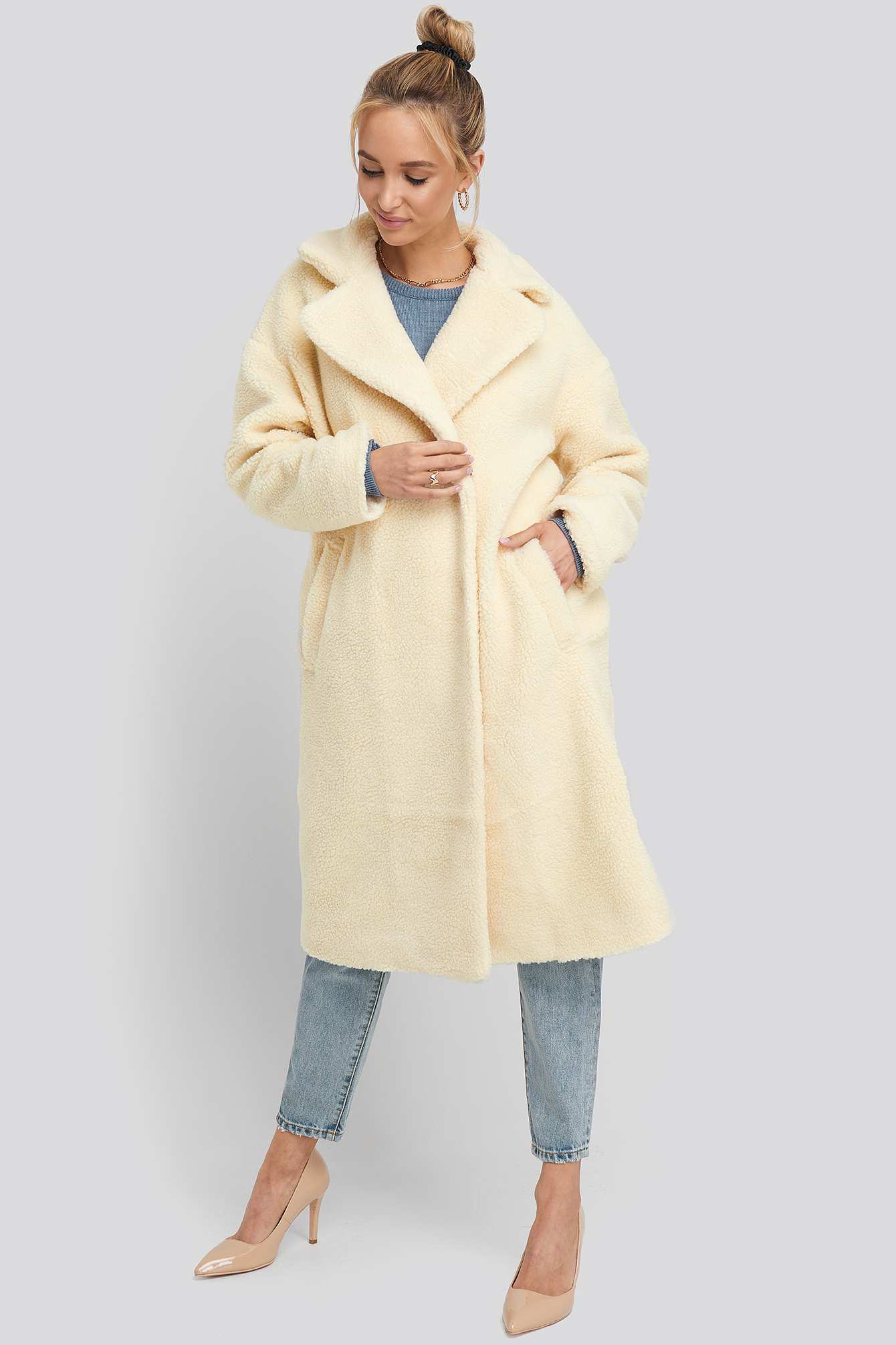 Big Collar Teddy Coat Offwhite